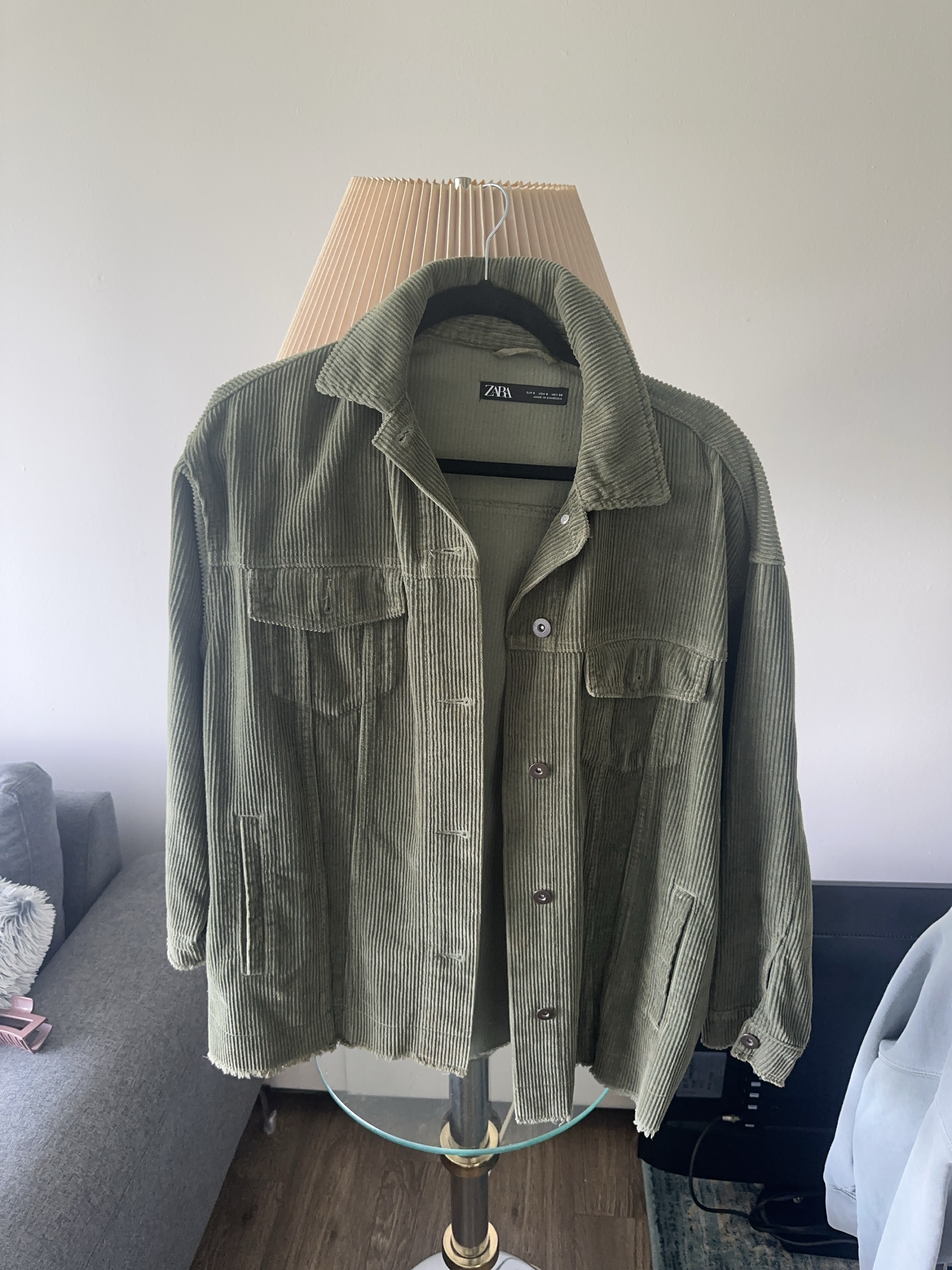 Zara Olive Green Corduroy Jacket thumbnail