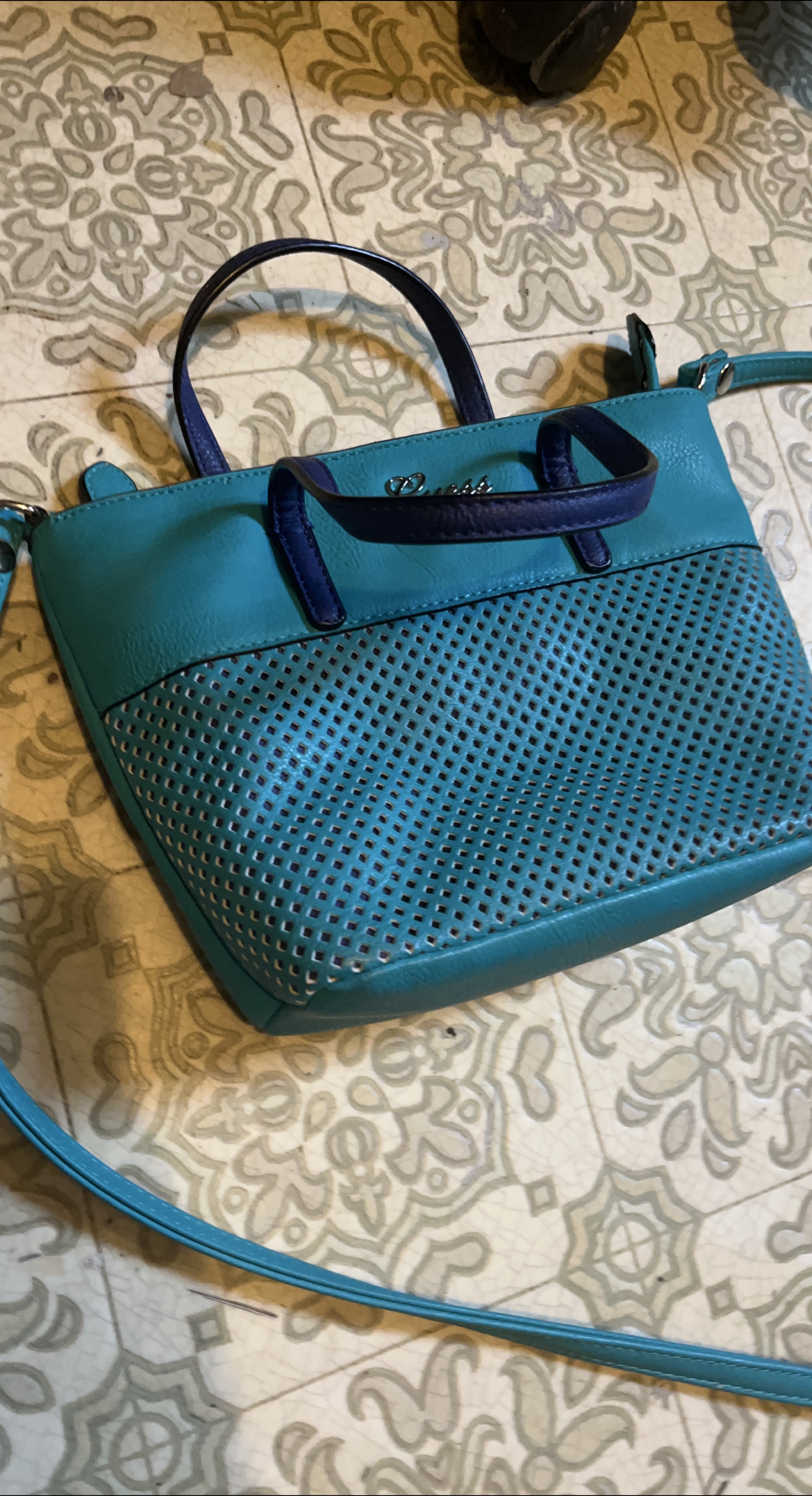 Teal Perforated Handbag thumbnail