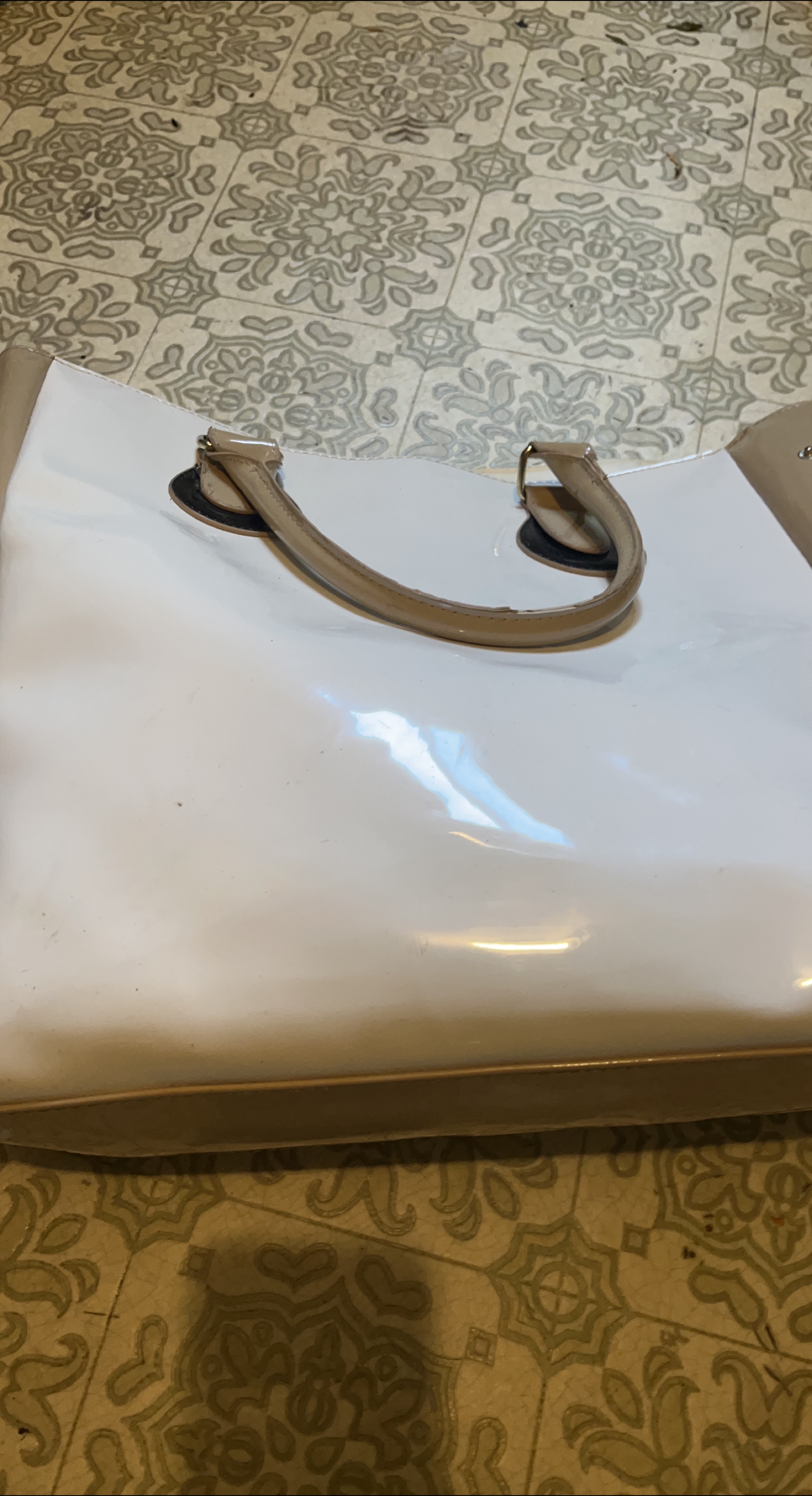 White and Beige Tote Bag thumbnail