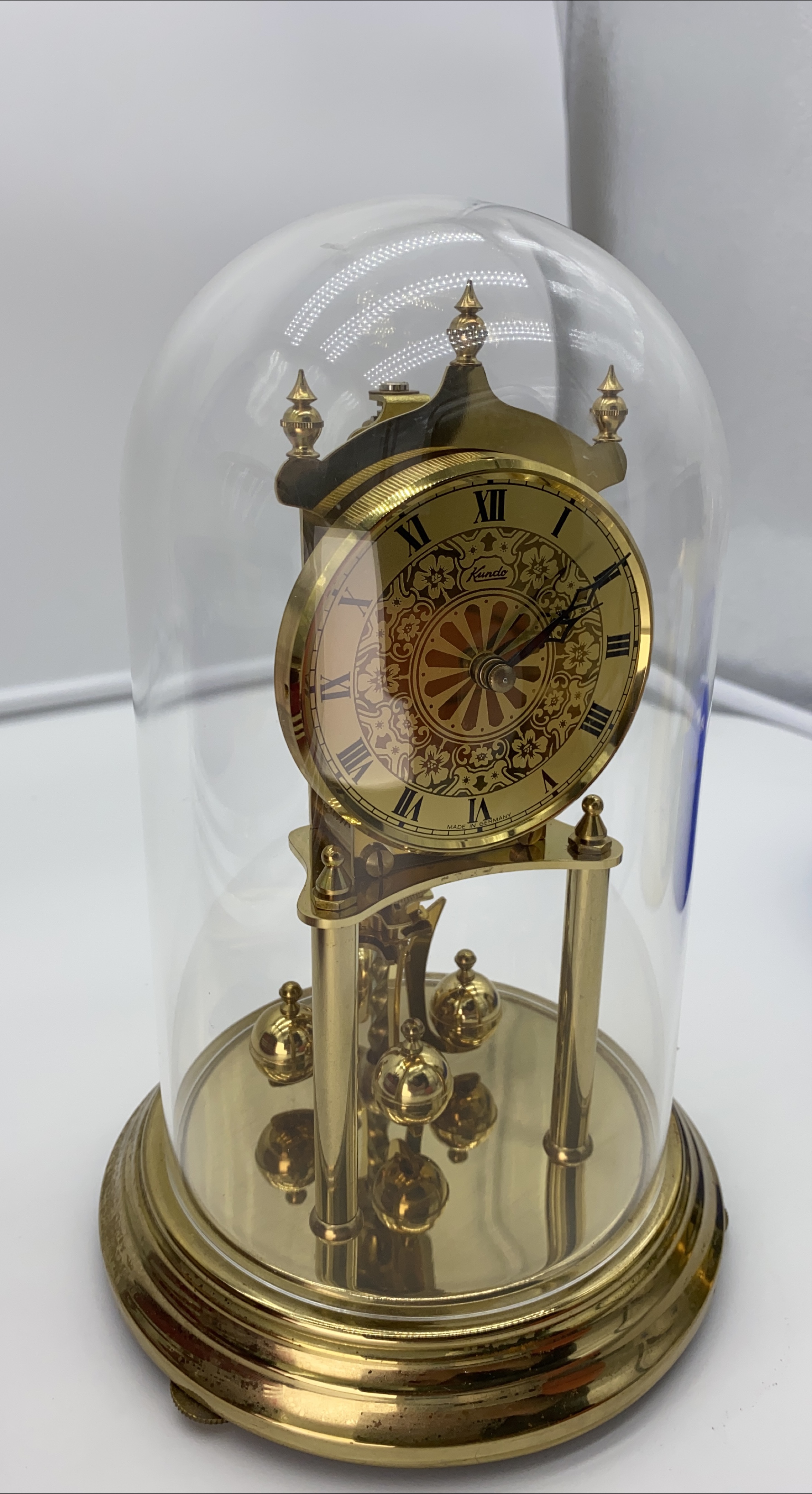 Vintage Mantel Clock in Glass Dome