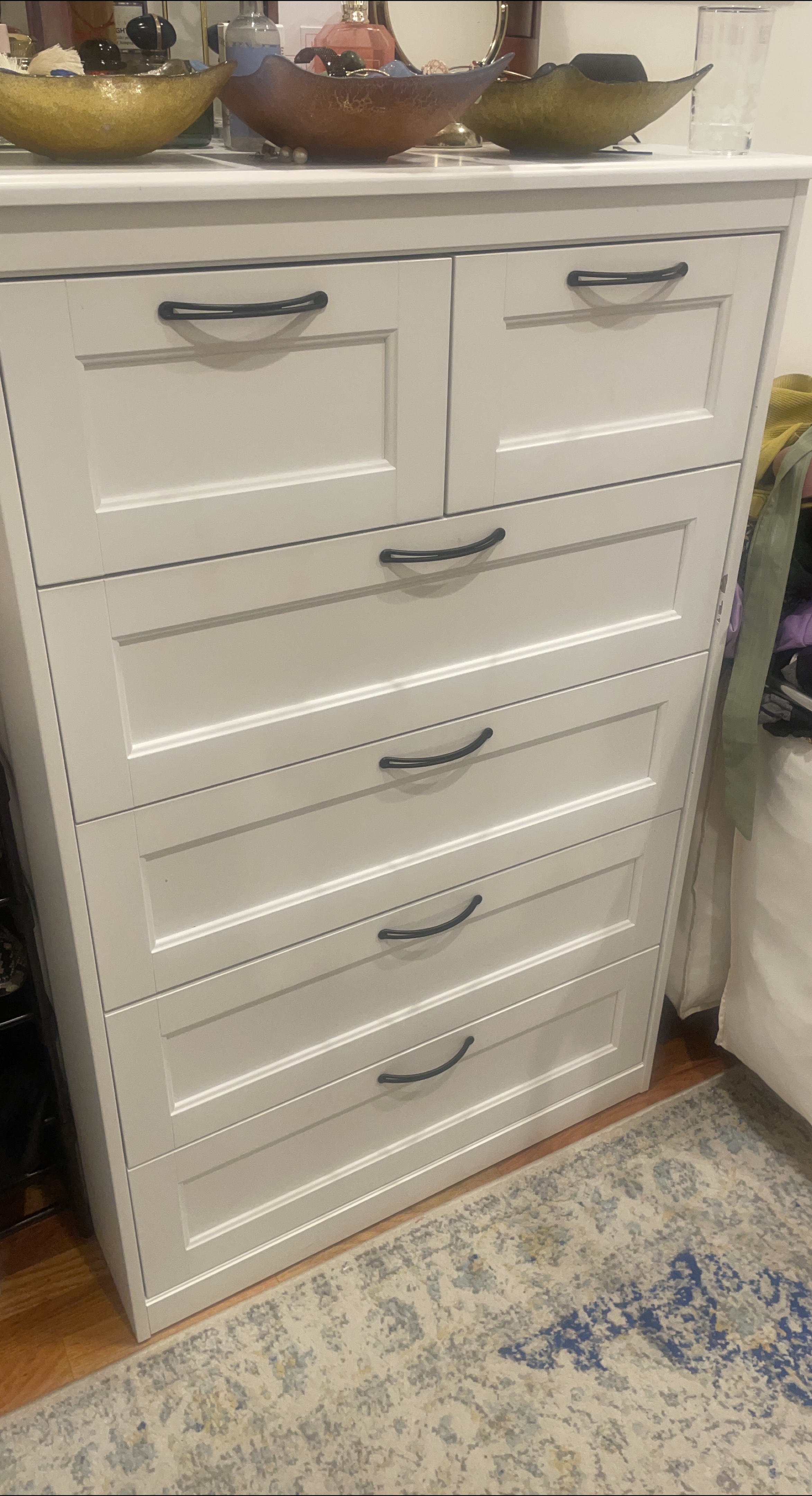 White Dresser with Black Handles