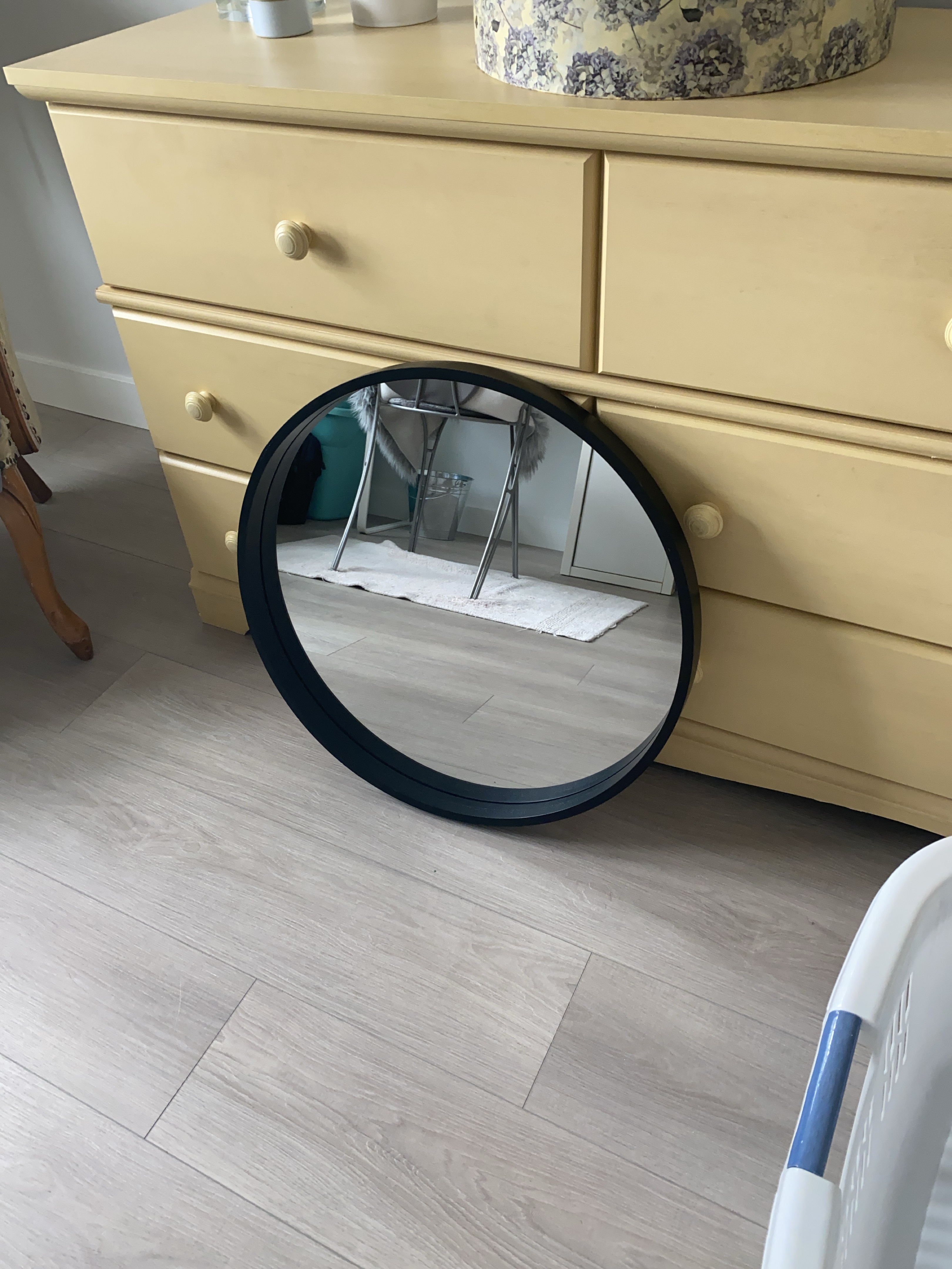 Round Black Framed Mirror
