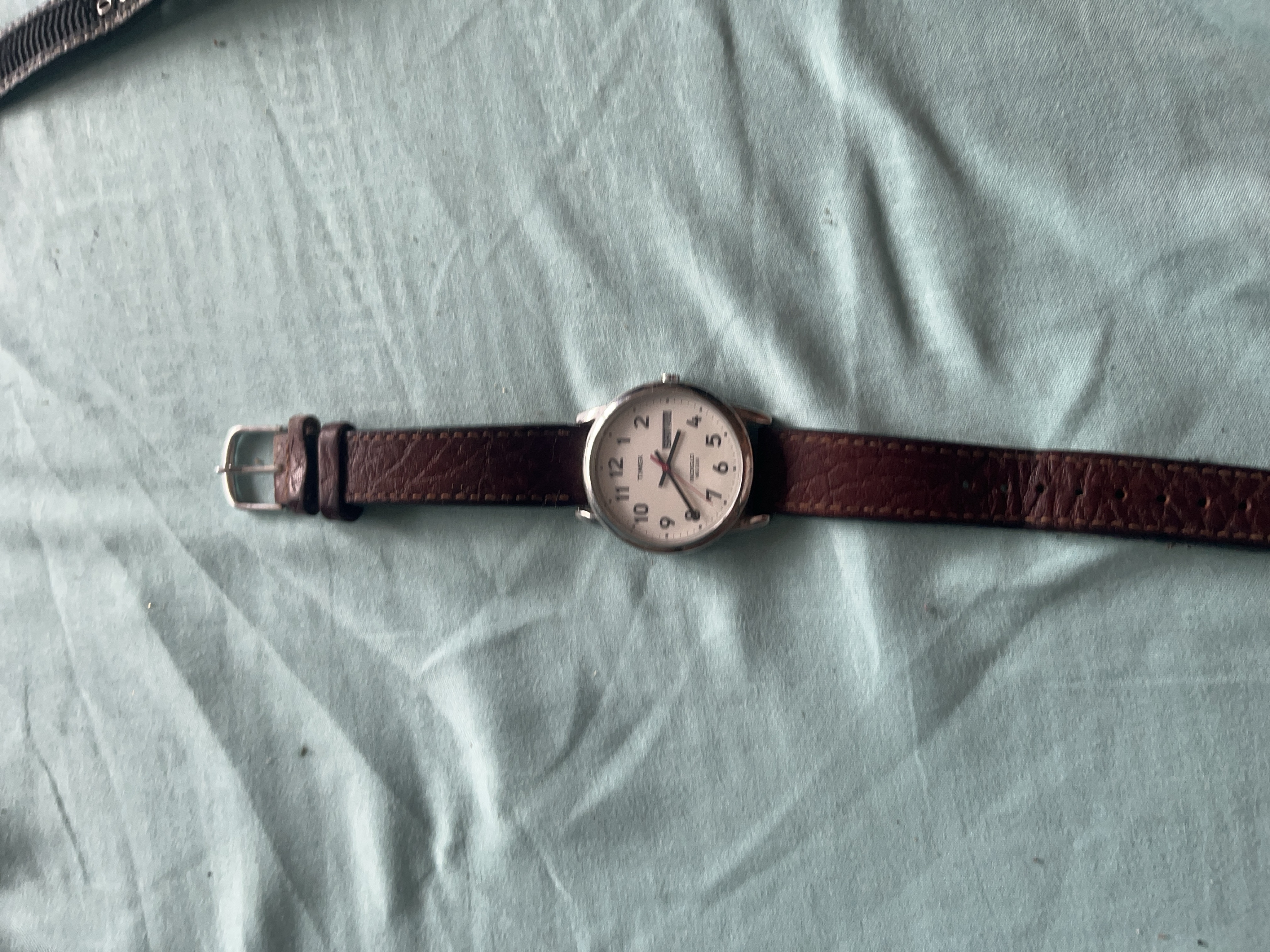 Timex Watch with Brown Leather Band thumbnail