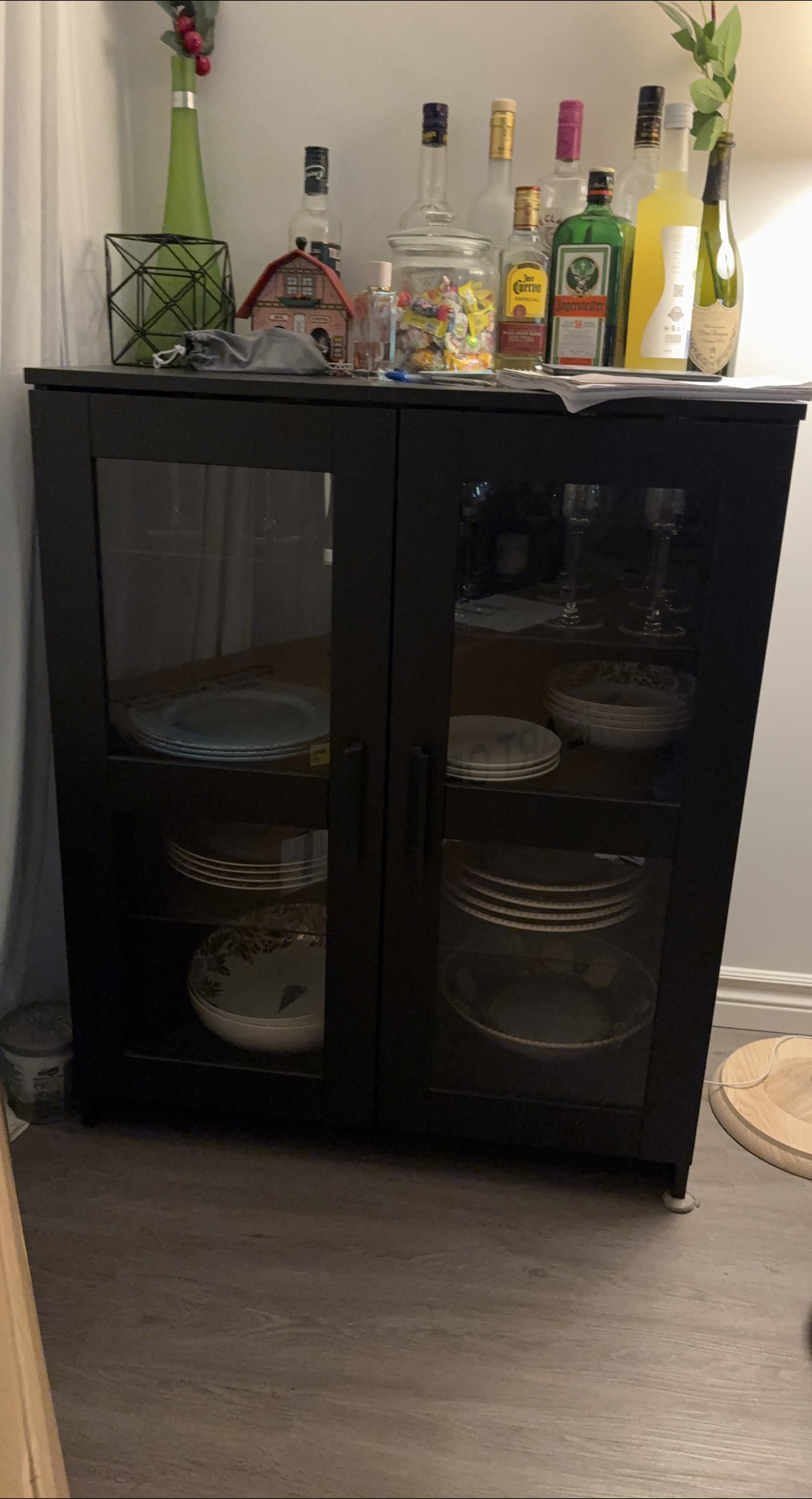 Black Glass Door Cabinet thumbnail
