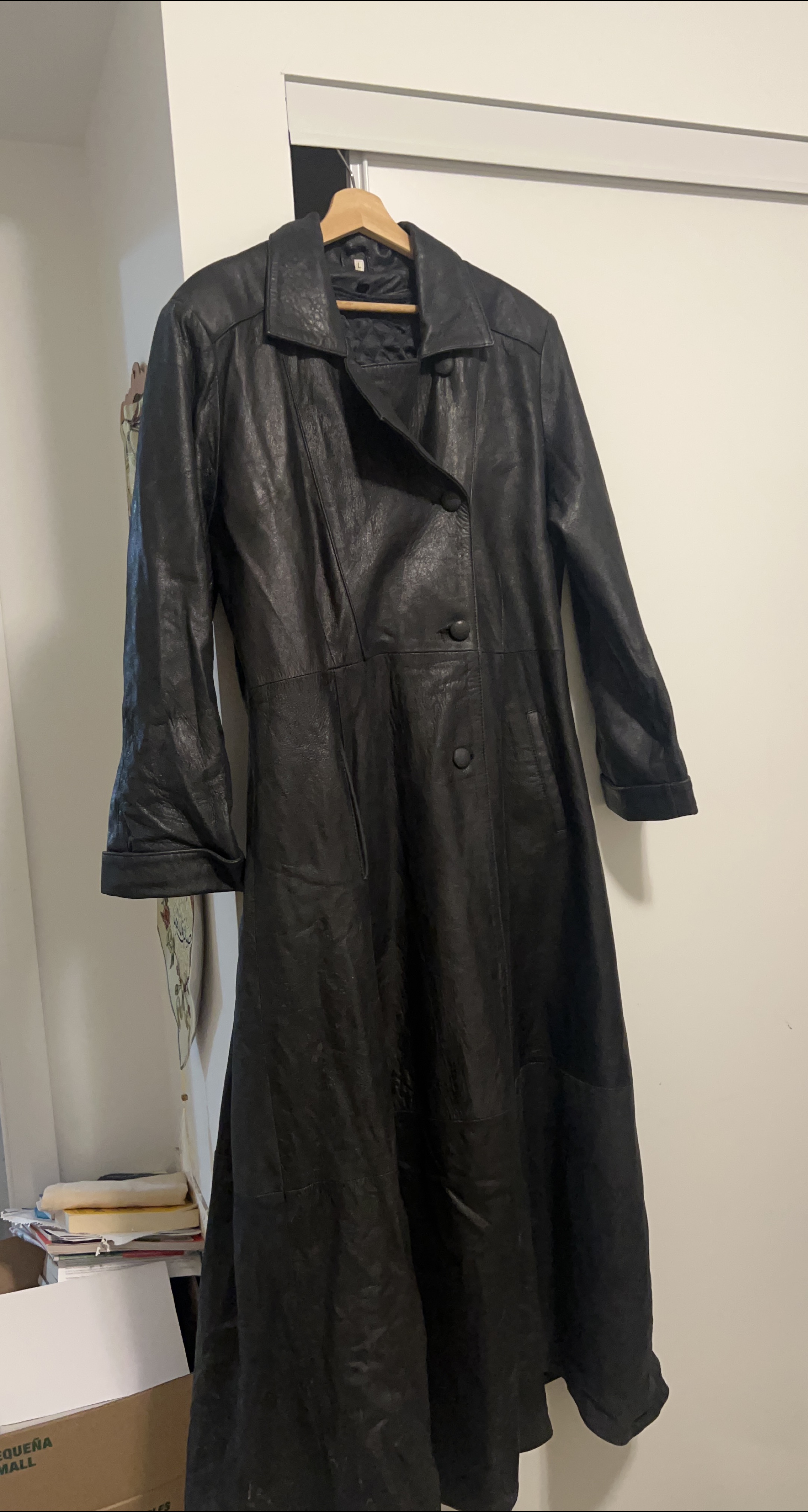 Vintage Black Leather Coat thumbnail