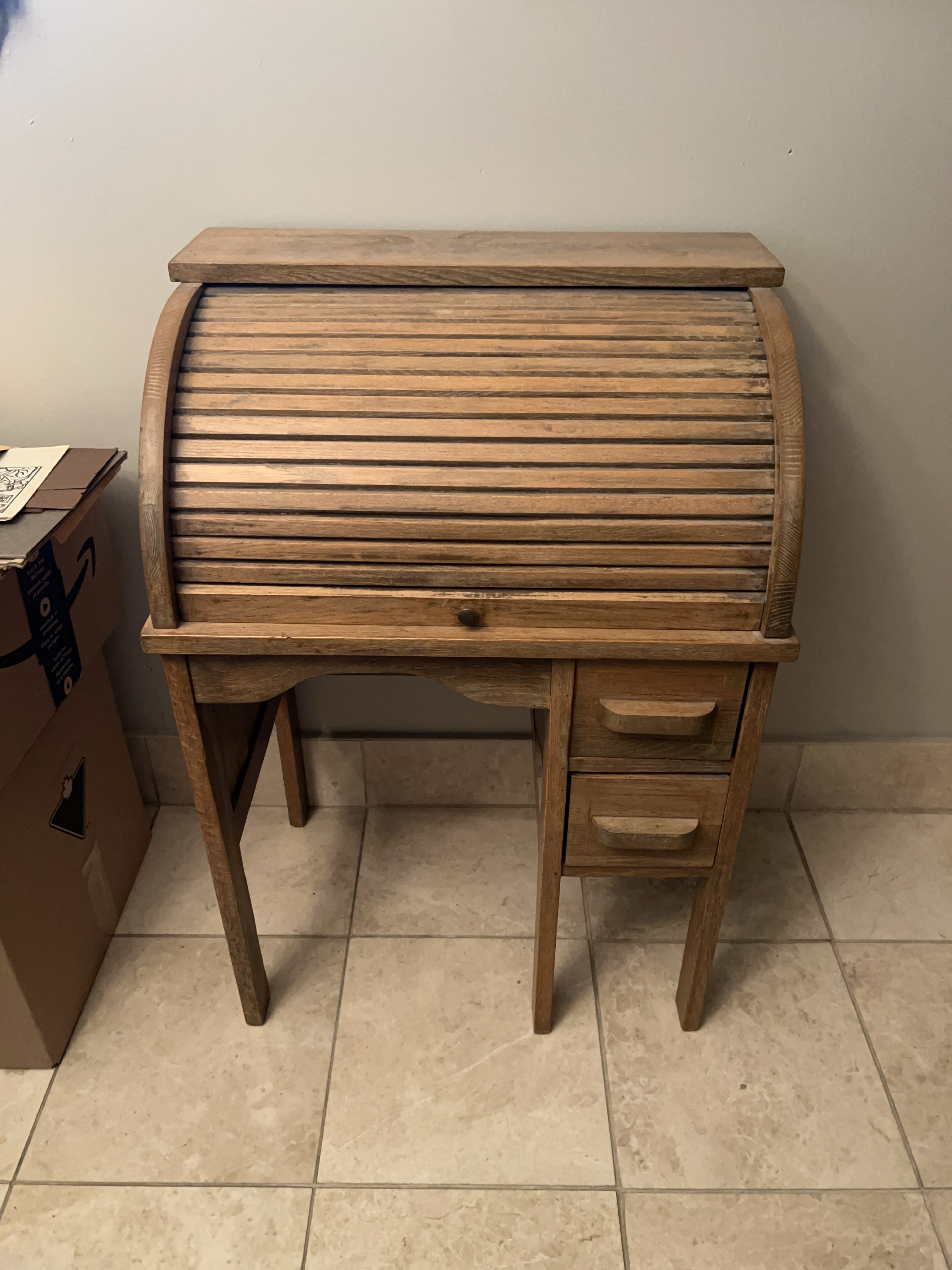 Vintage Wooden Roll Top Desk thumbnail