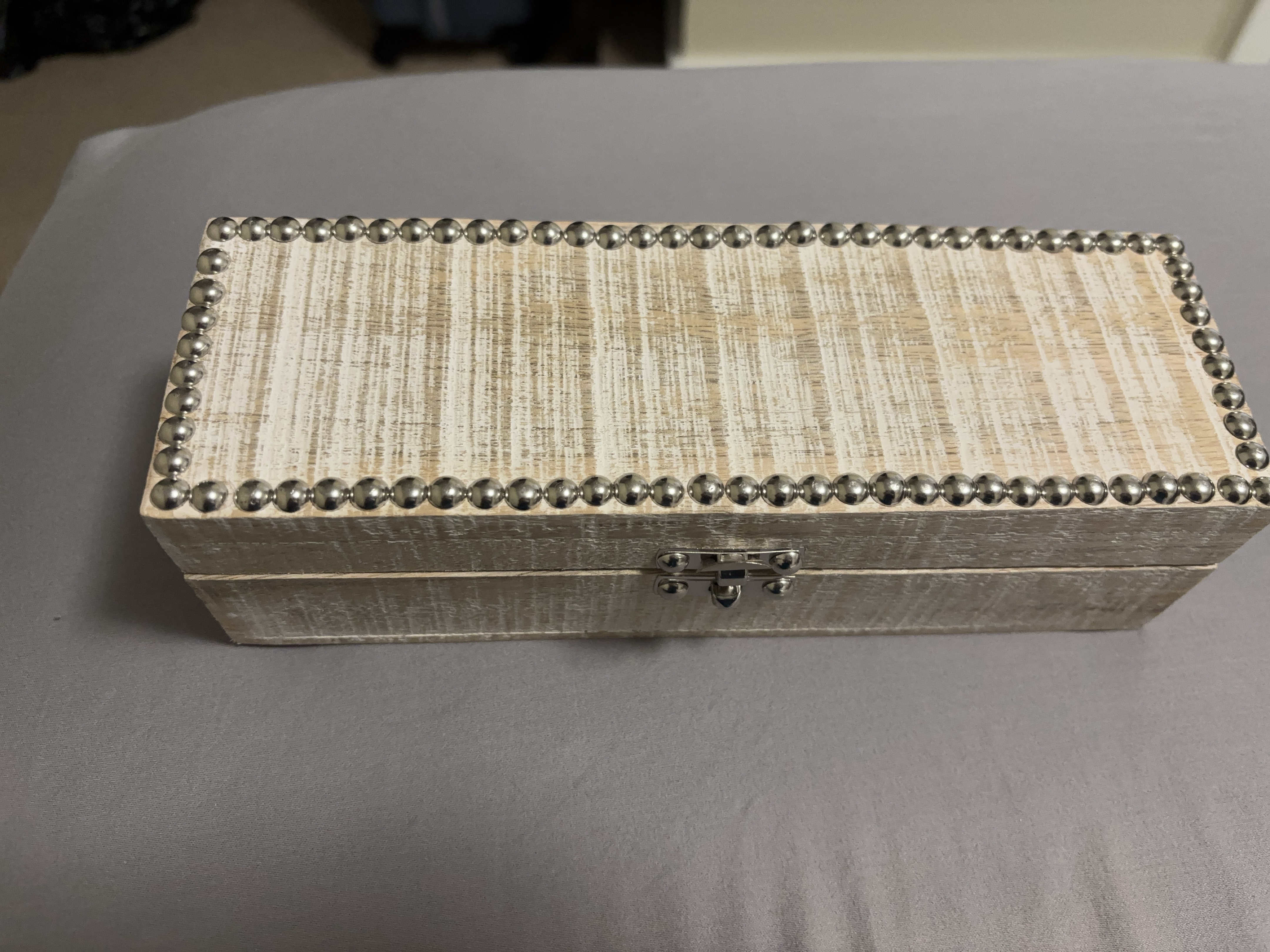 Wooden Box with Silver Studs thumbnail