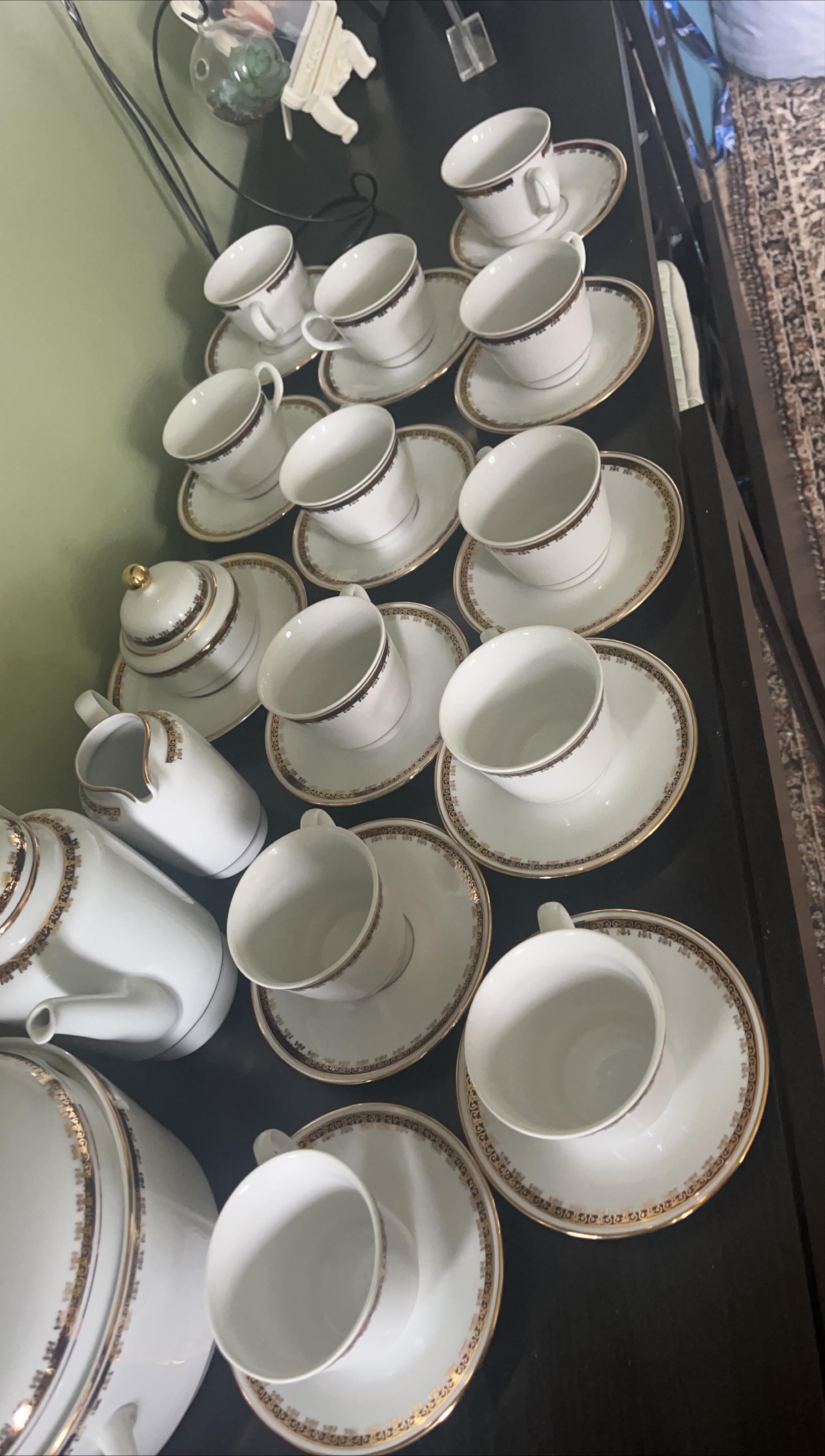 VTG MZ CZECHOSLOVAKIA Elegant White and Gold Tea Set thumbnail