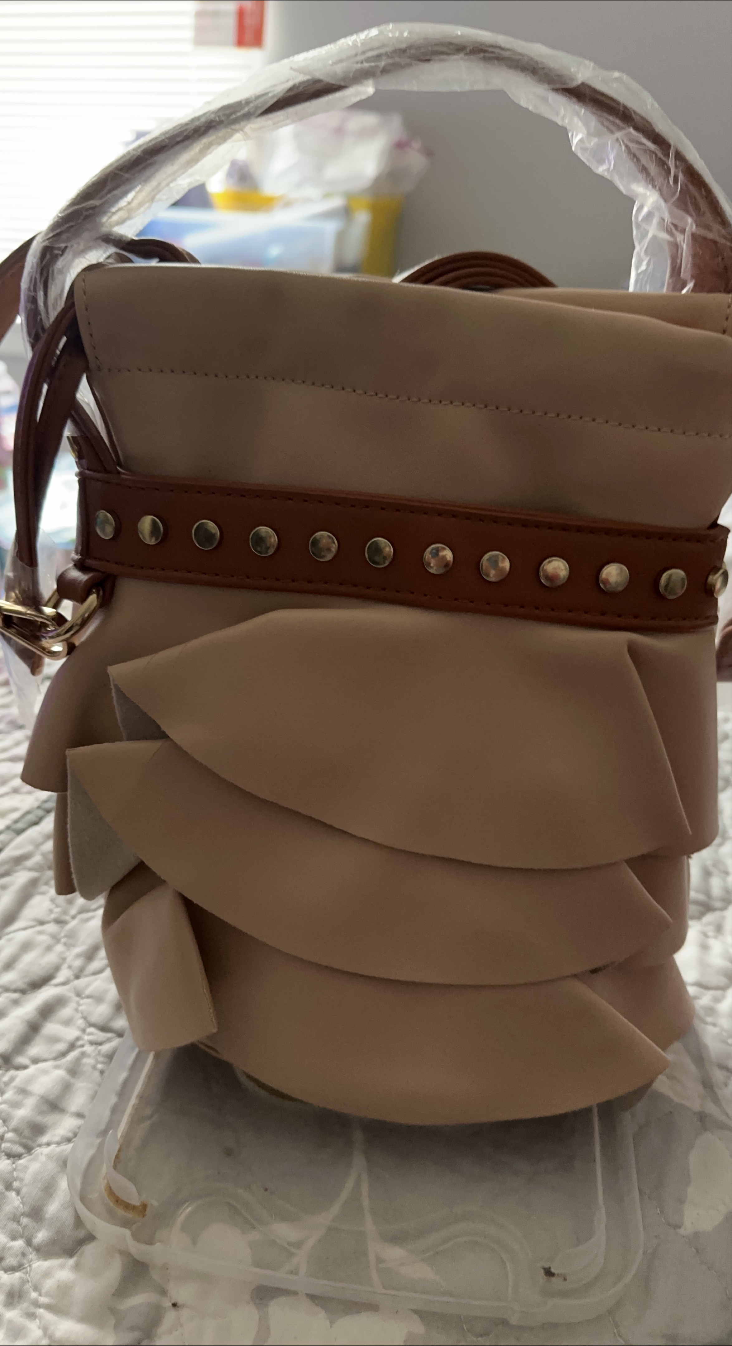 Beige Ruffle Bucket Bag thumbnail