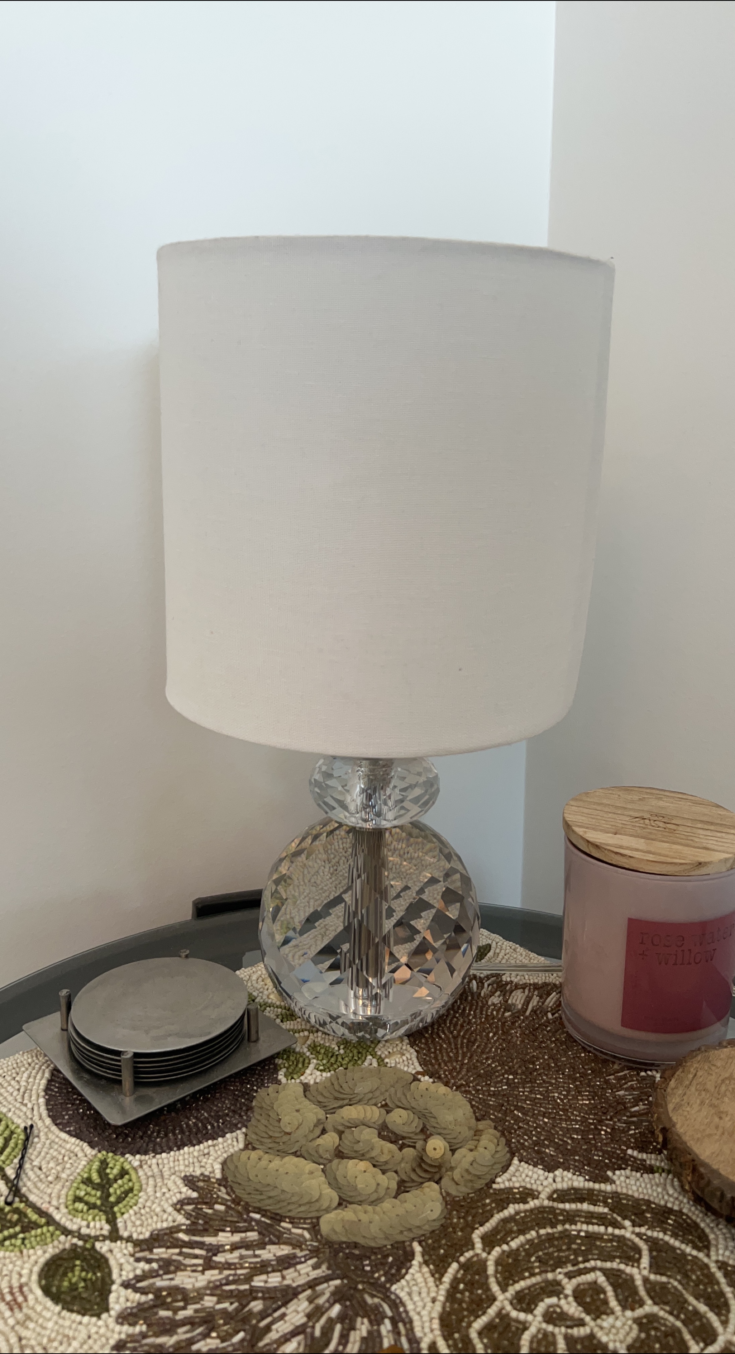 Crystal Lamp with White Shade thumbnail