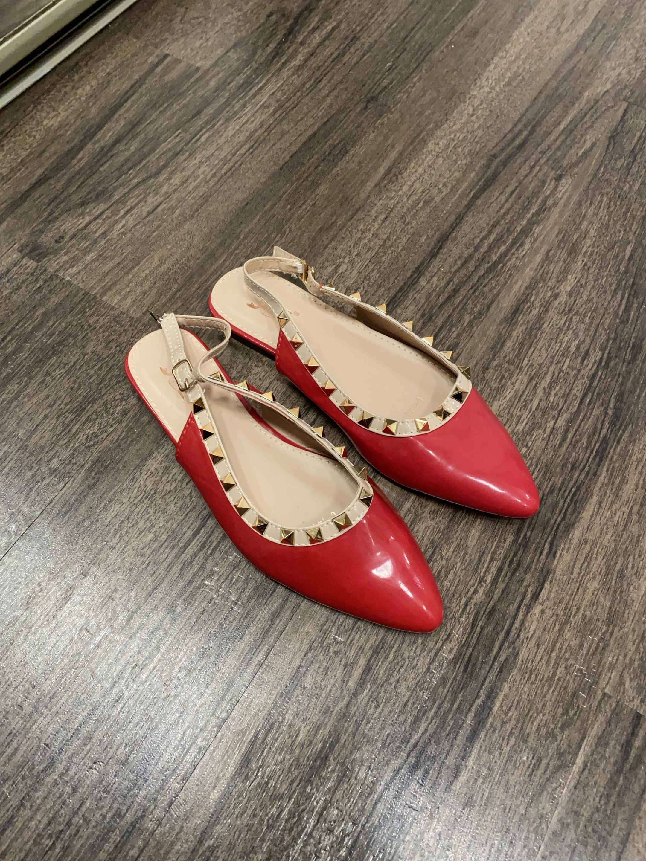 Red Studded Slingback Flats thumbnail