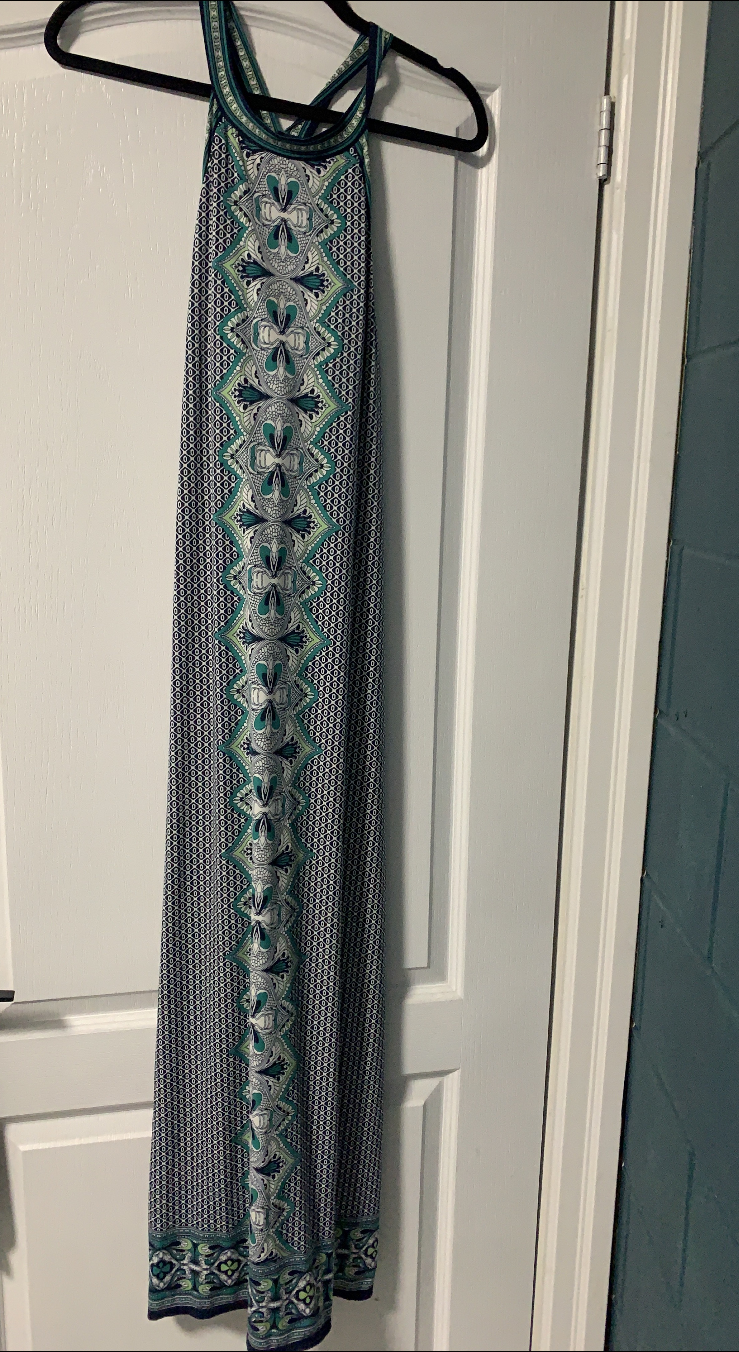 Maxi Dress with Teal and Green Pattern thumbnail