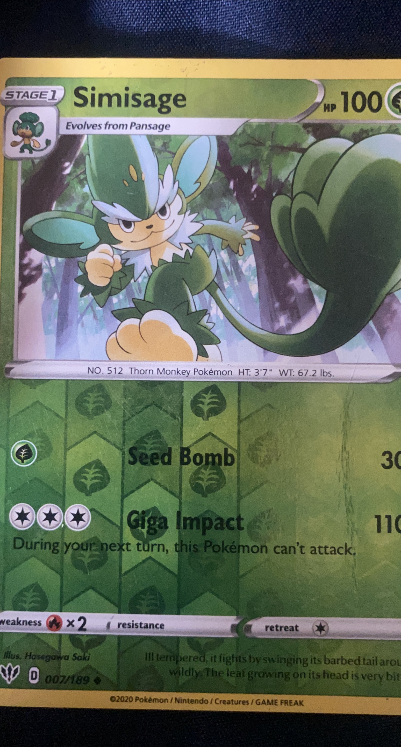 Simisage Pokemon Card thumbnail