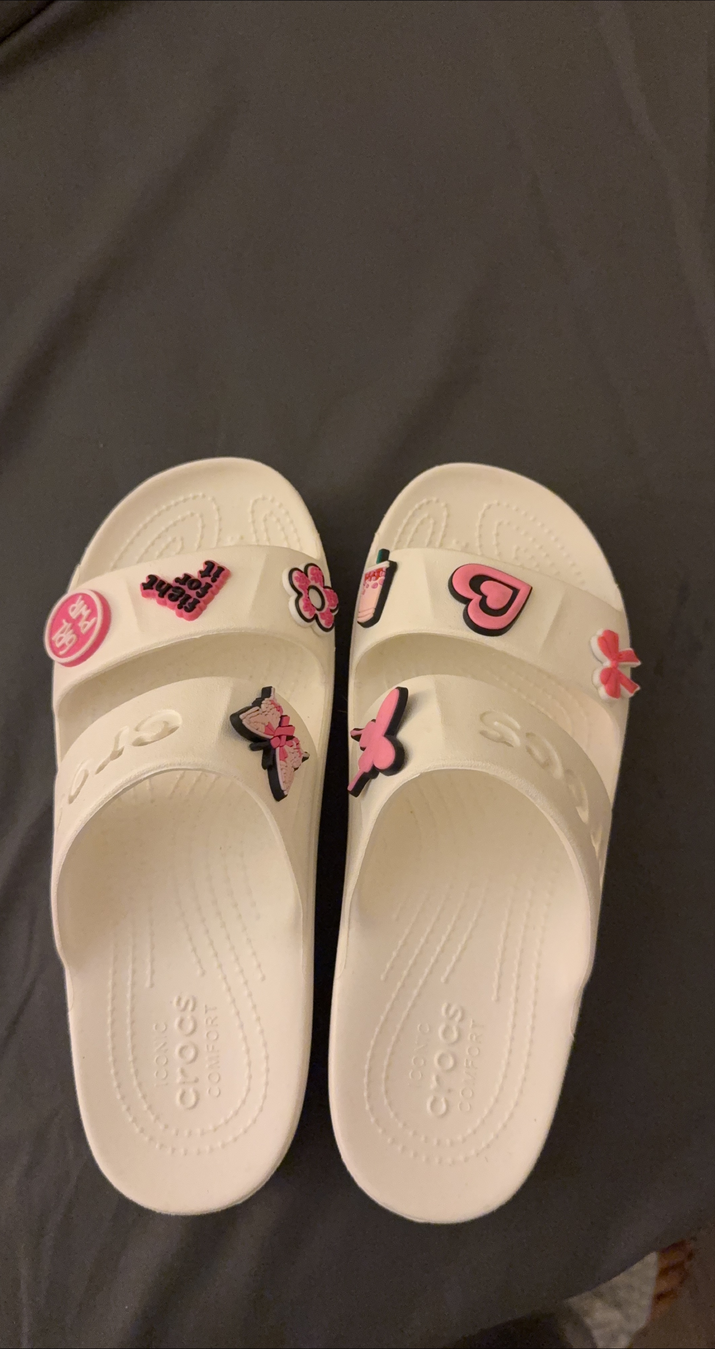 White Crocs Slides with Jibbitz