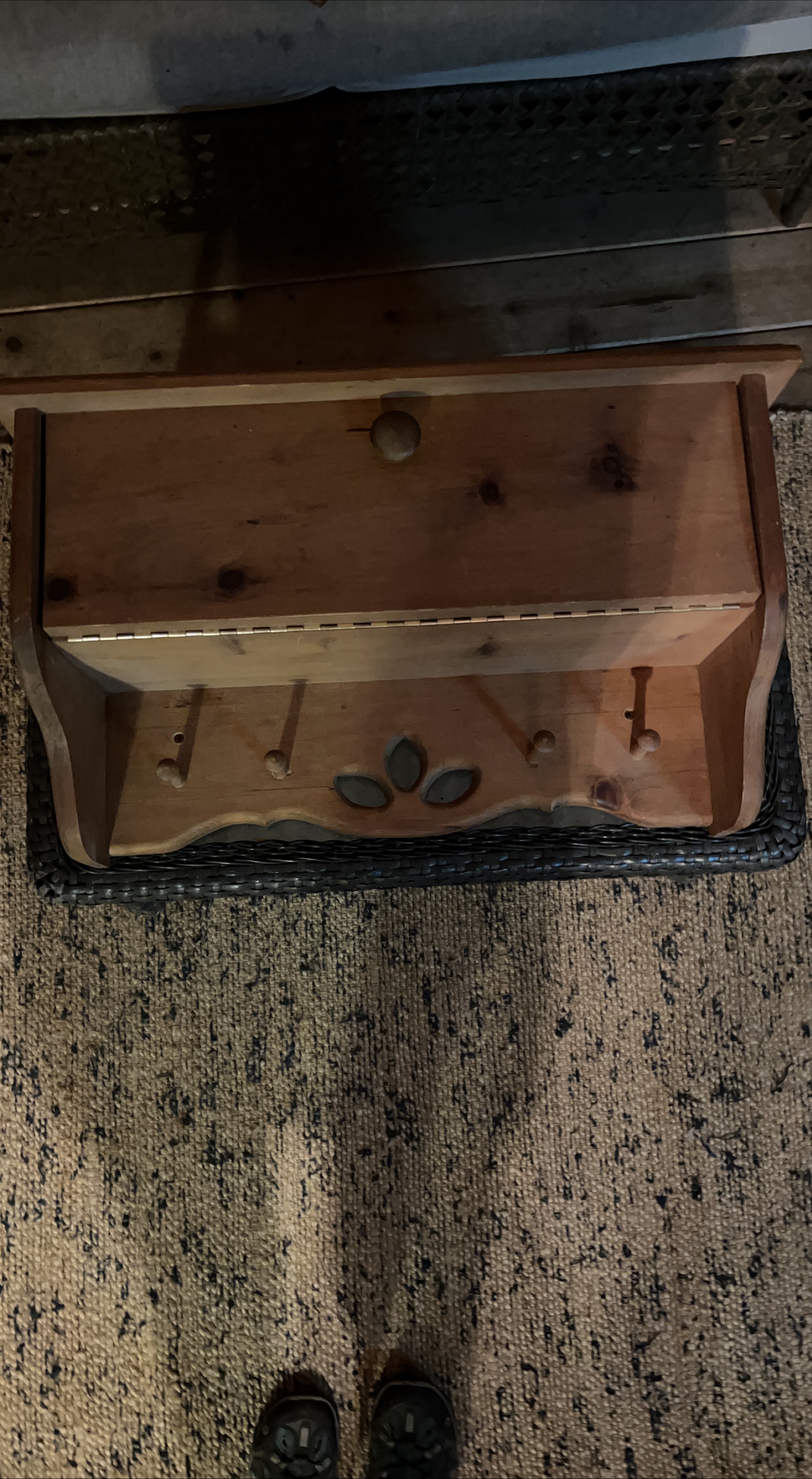 Wooden Wall Mount Shelf with Hooks thumbnail