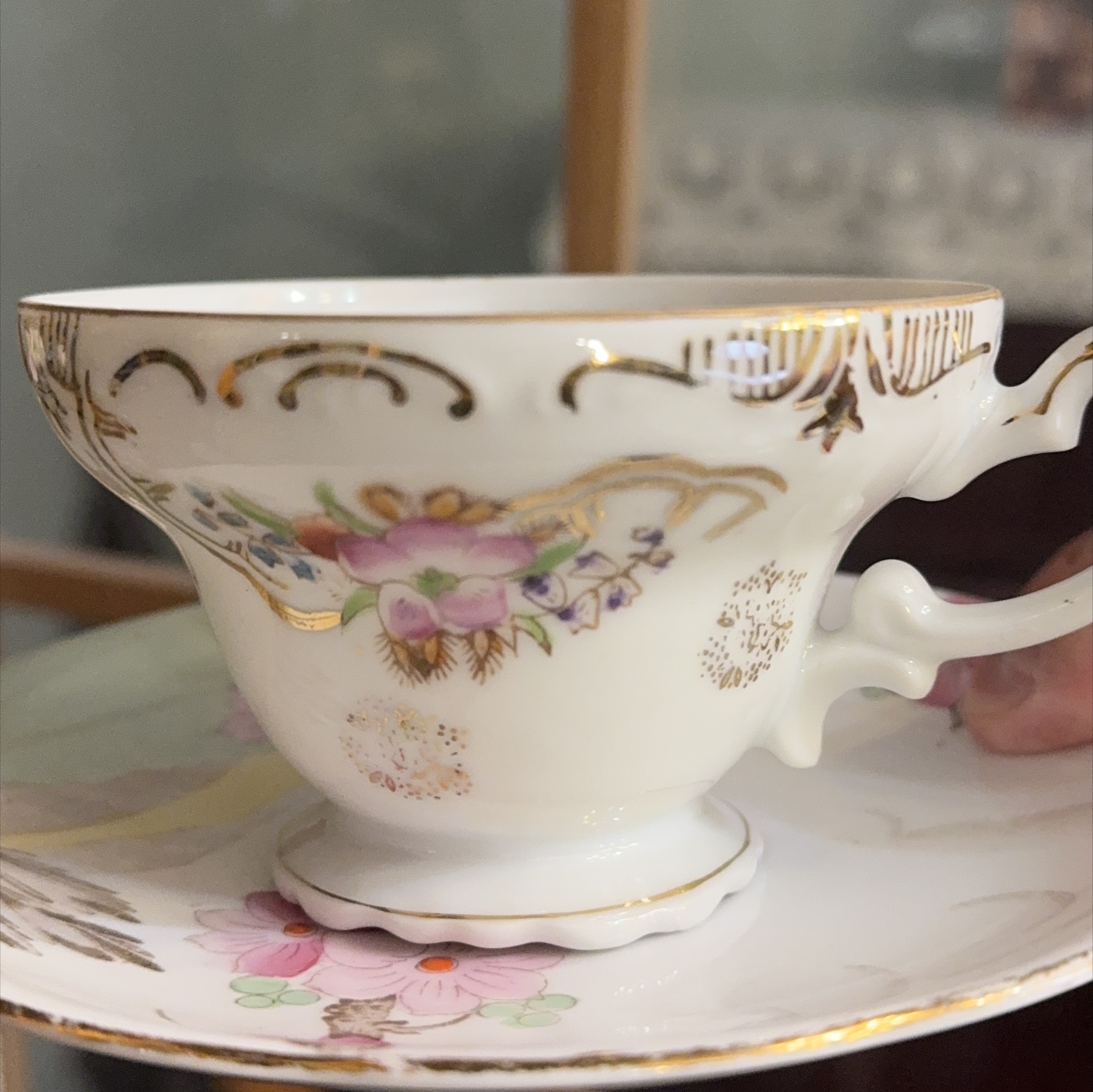 Hand painted made in Japan Vintage Tea Cup and Saucer Set thumbnail
