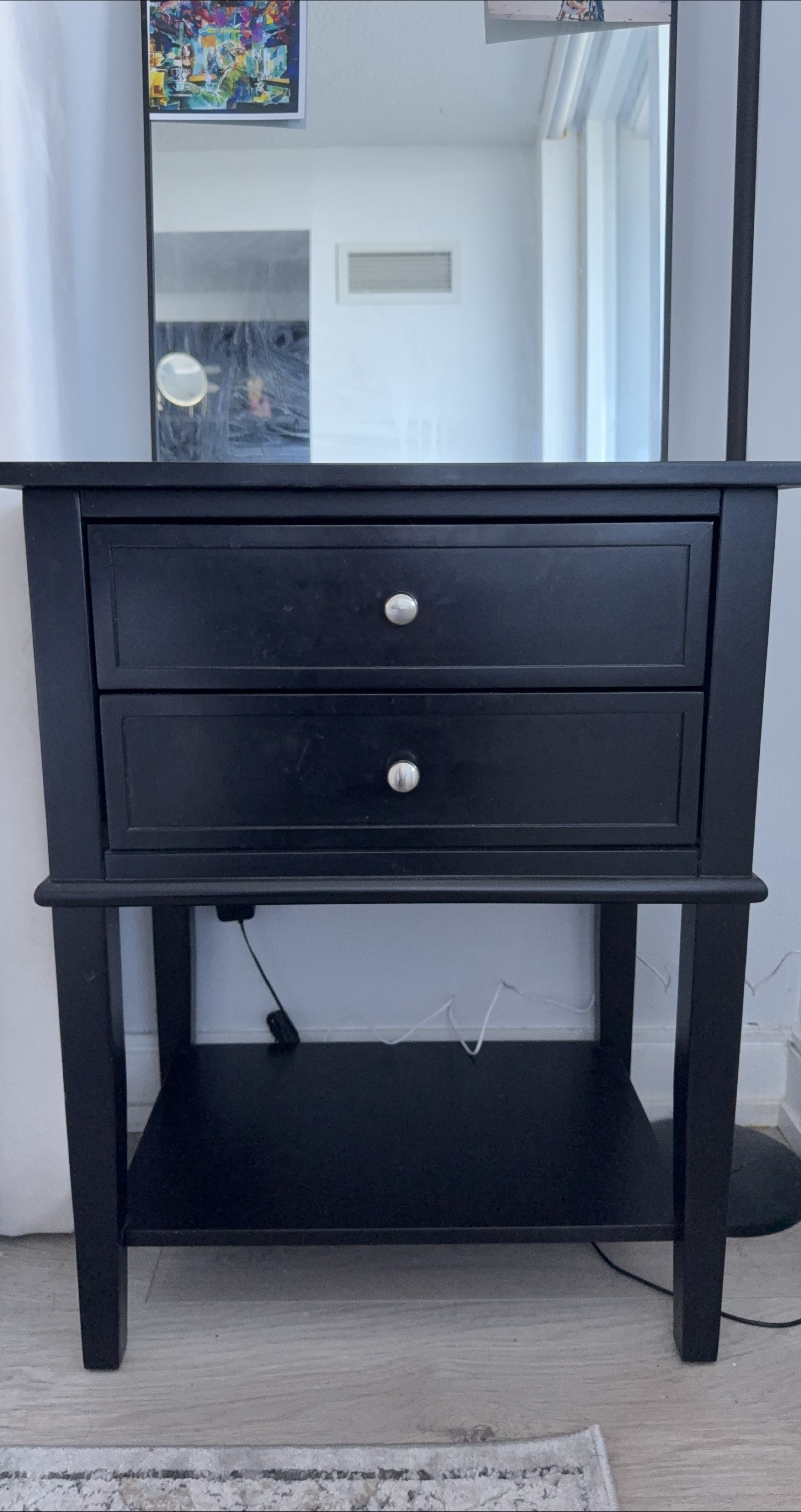Black Nightstand with Drawers - set of 2 thumbnail