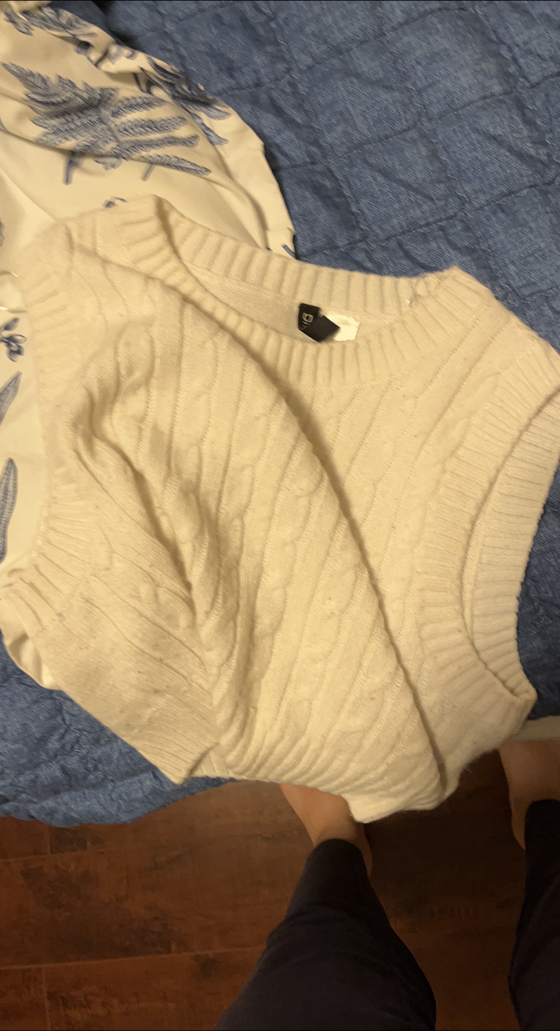 H&M Cream Cable Knit Sweater Vest