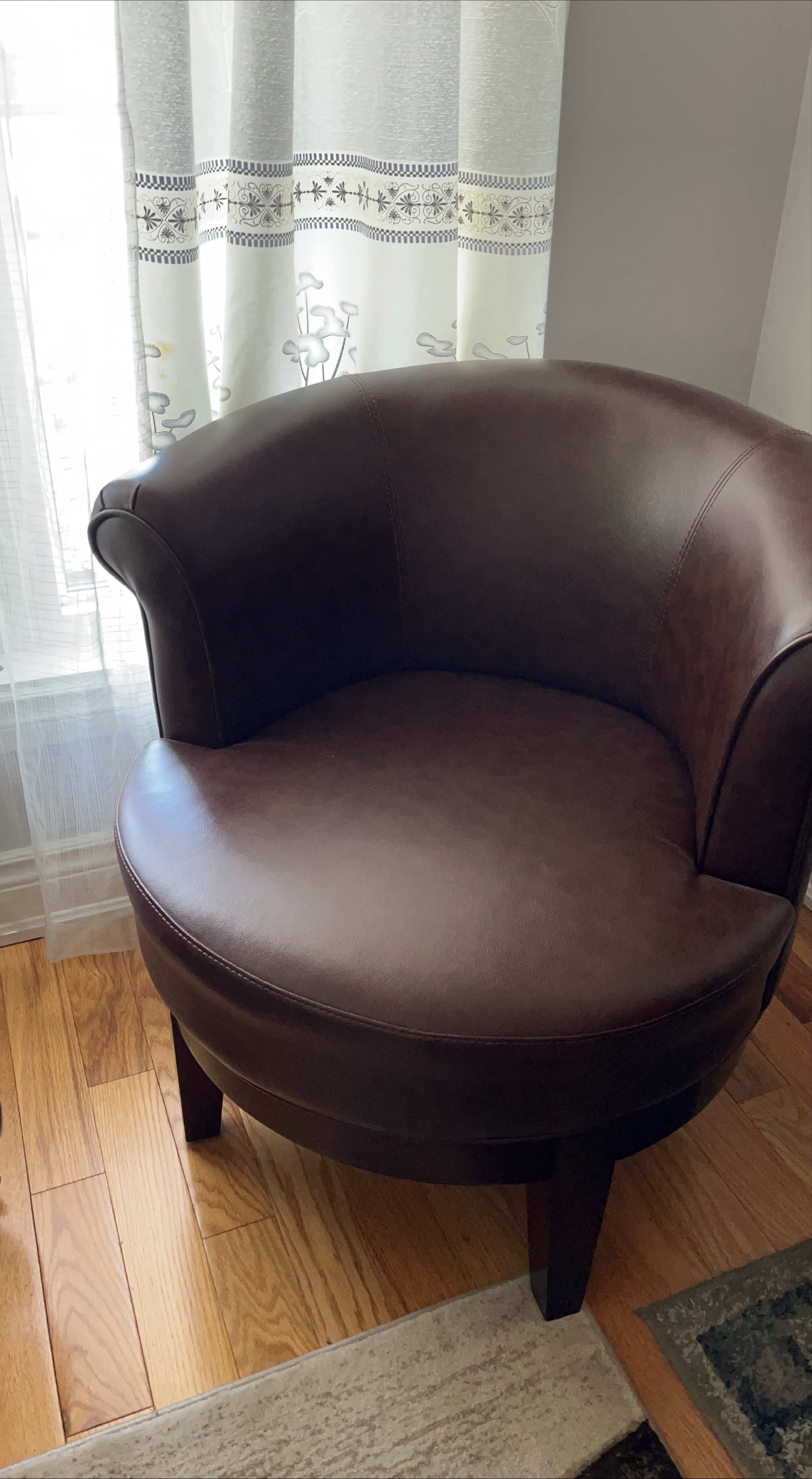 Brown Leather Barrel Chair thumbnail