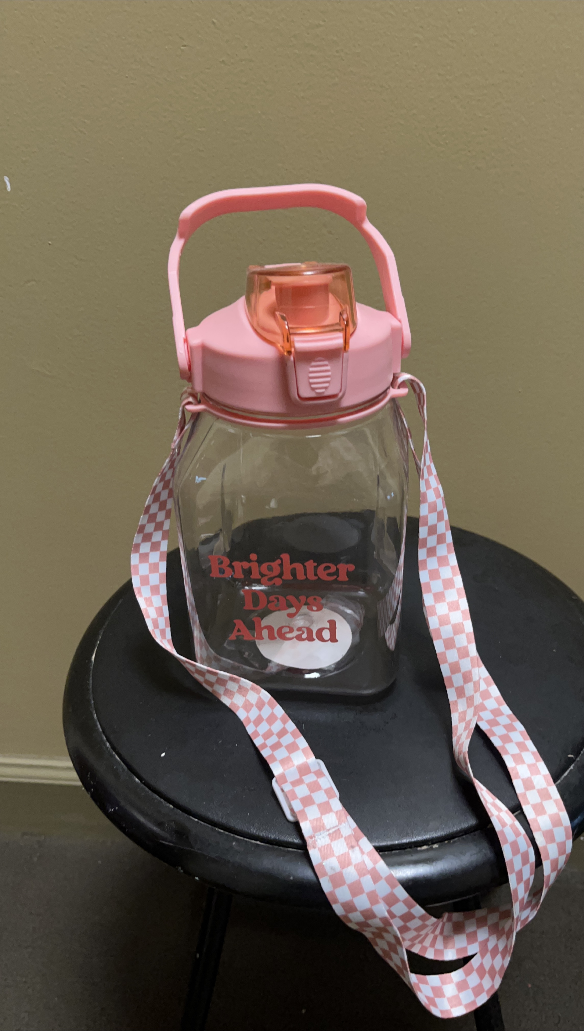 💚🥕Pink Water Bottle with Strap thumbnail