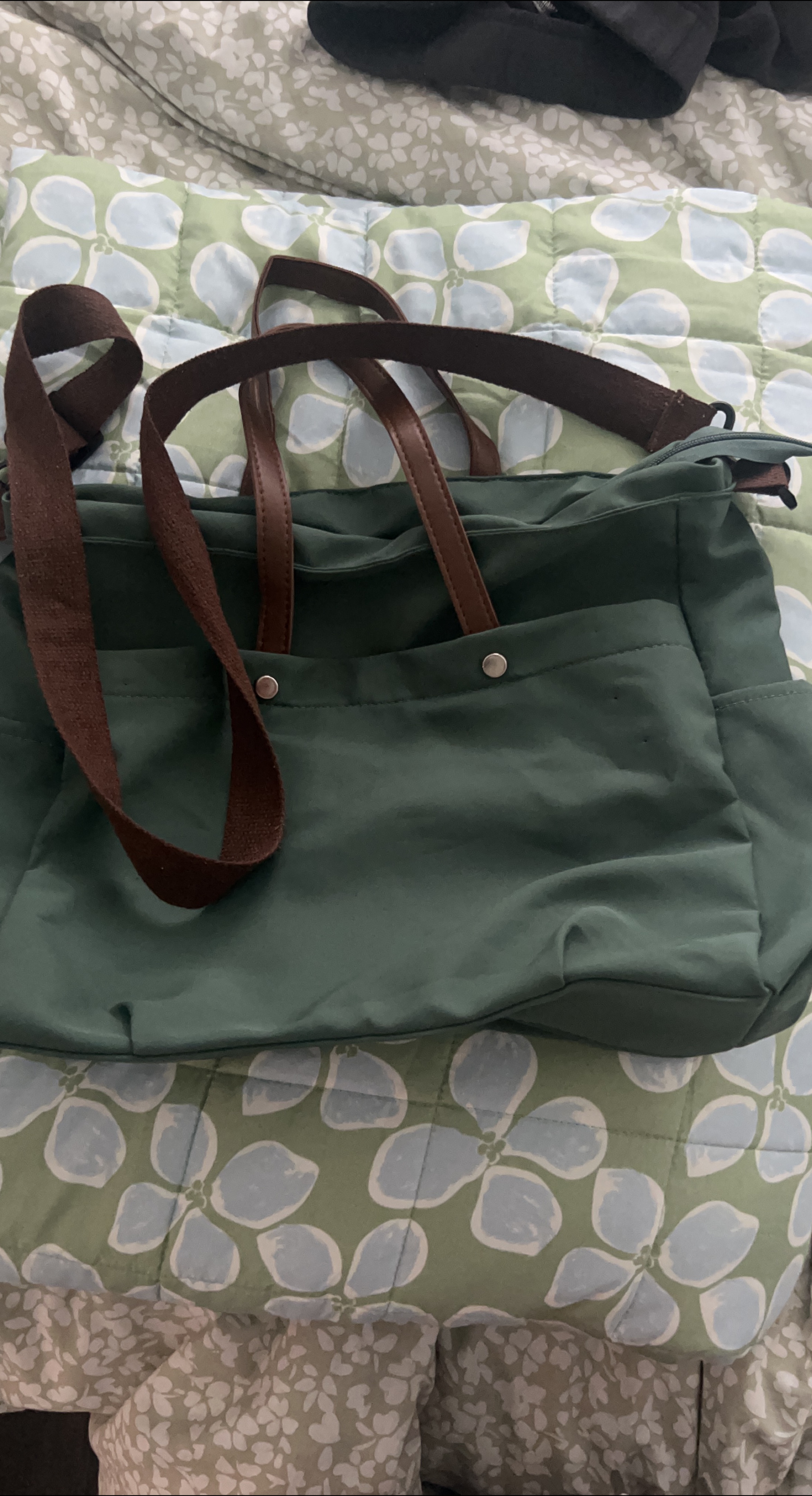 Green Handbag with Brown Straps thumbnail