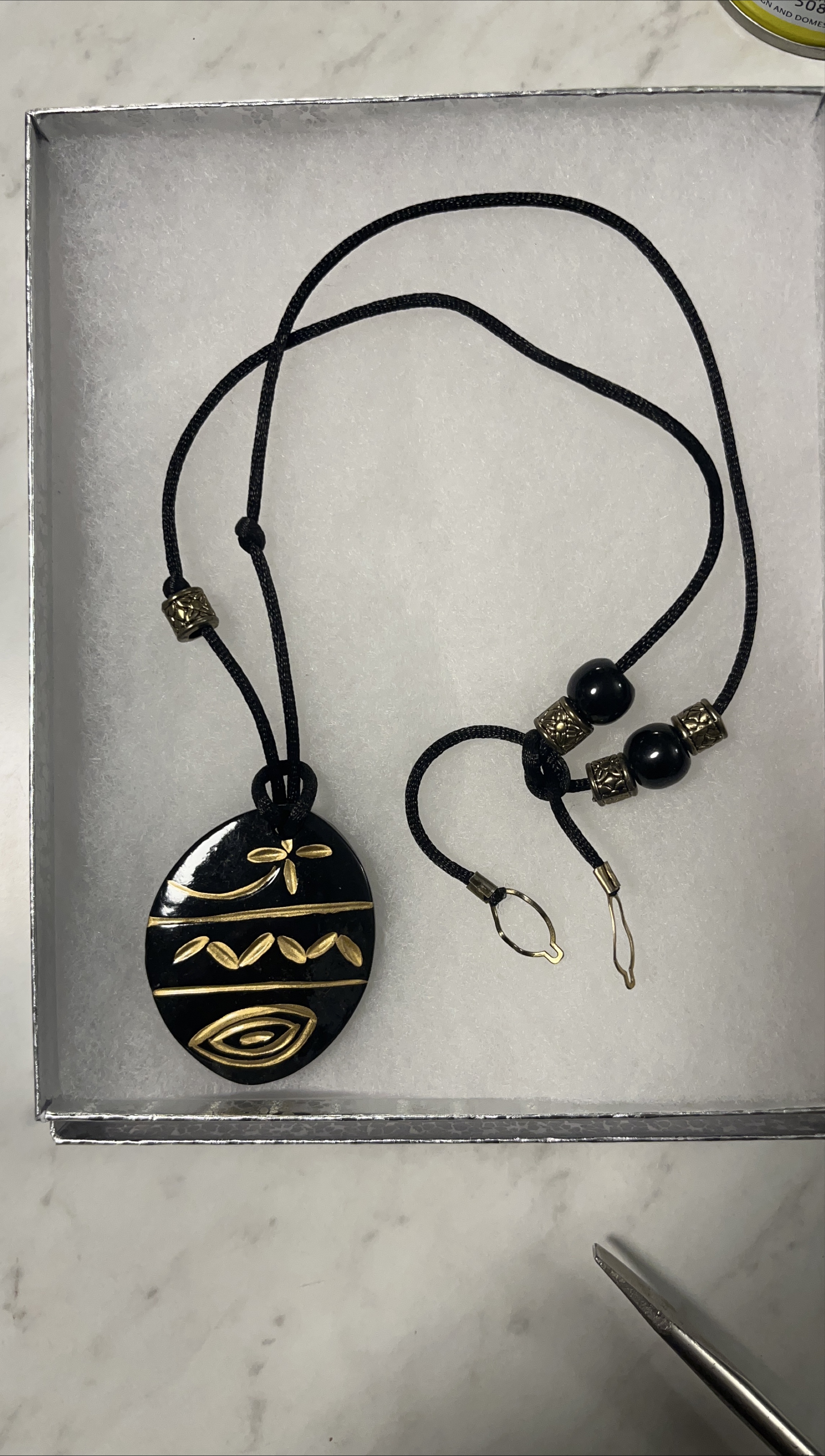 Black and Gold Pendant Necklace thumbnail