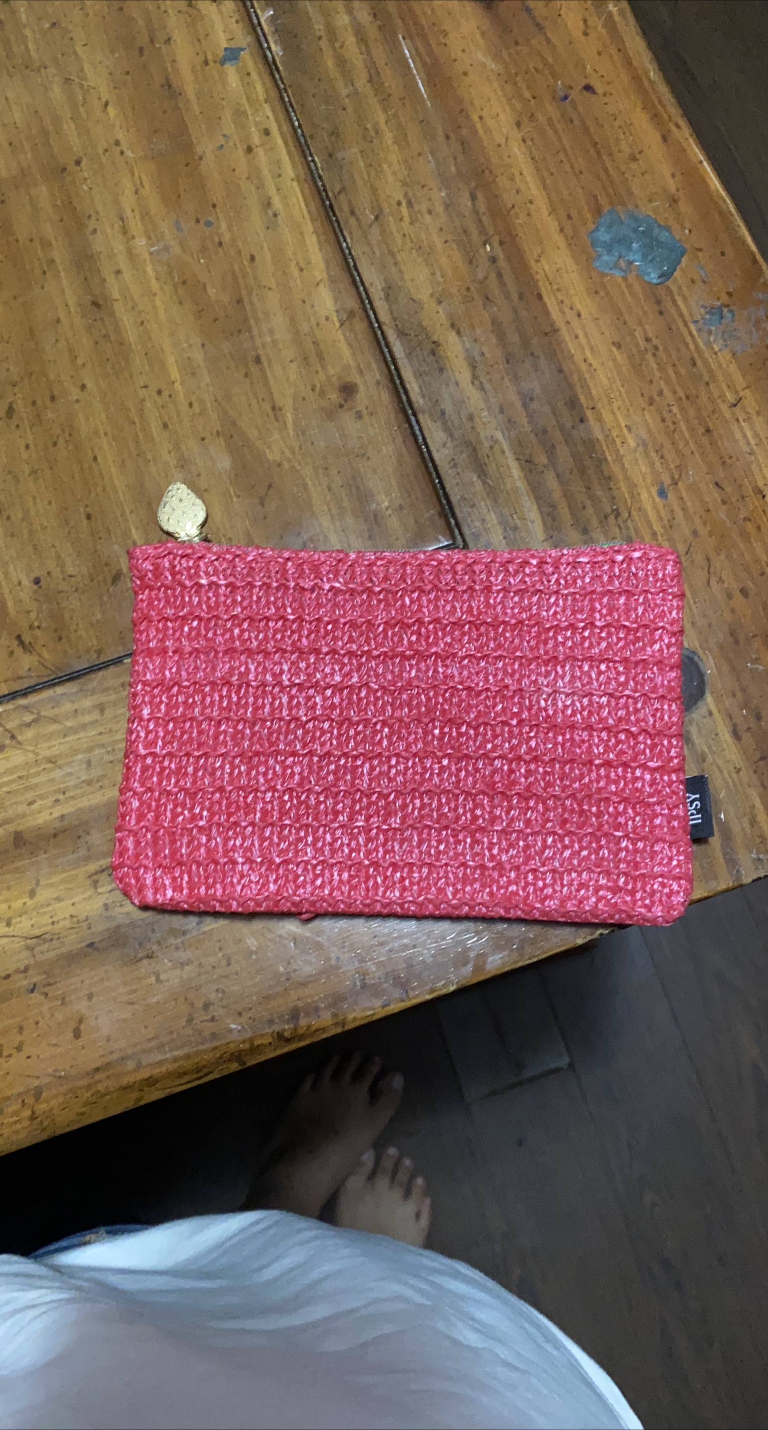 IPSY Pink Woven Clutch thumbnail