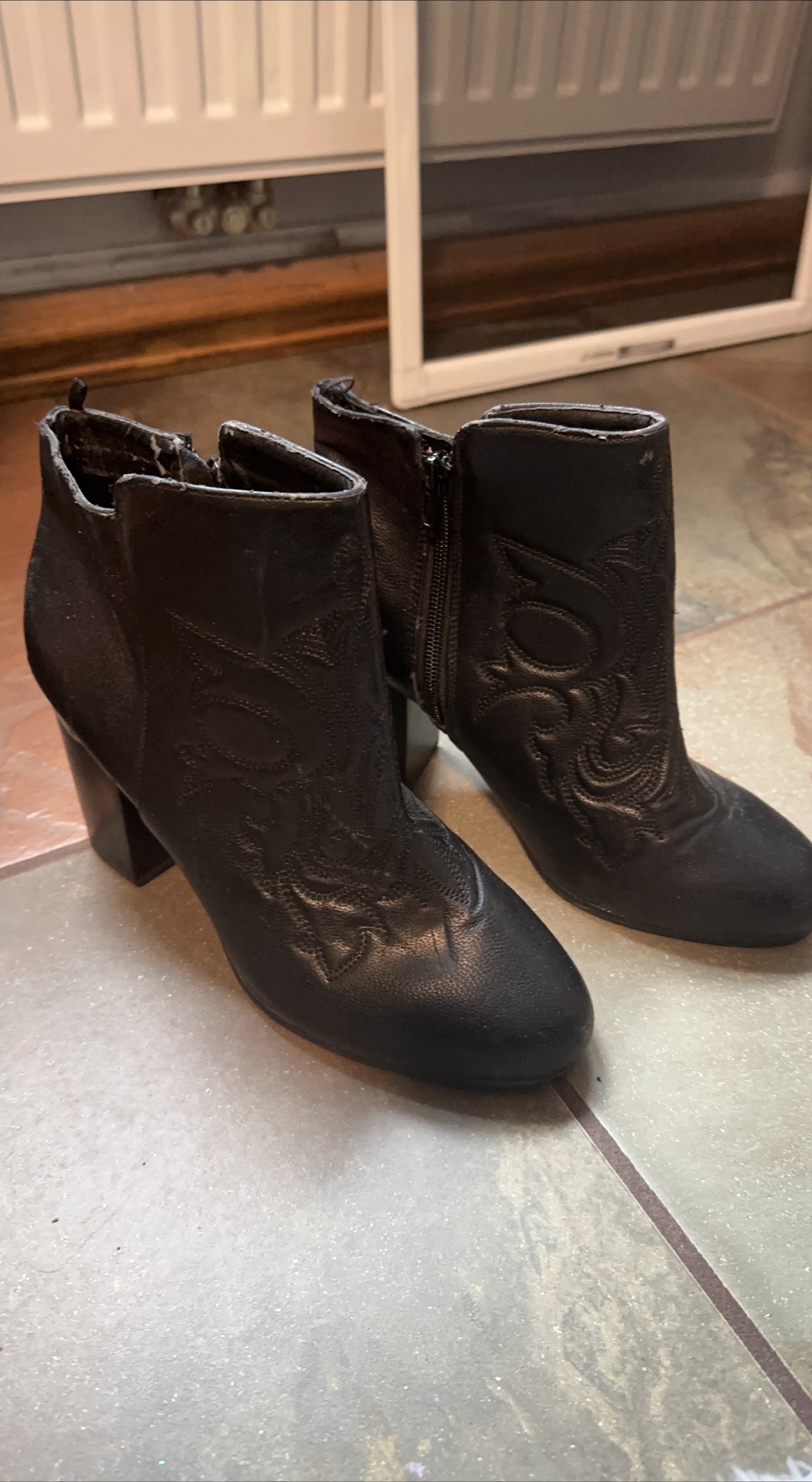 Black Heeled Boots with Embellishments thumbnail