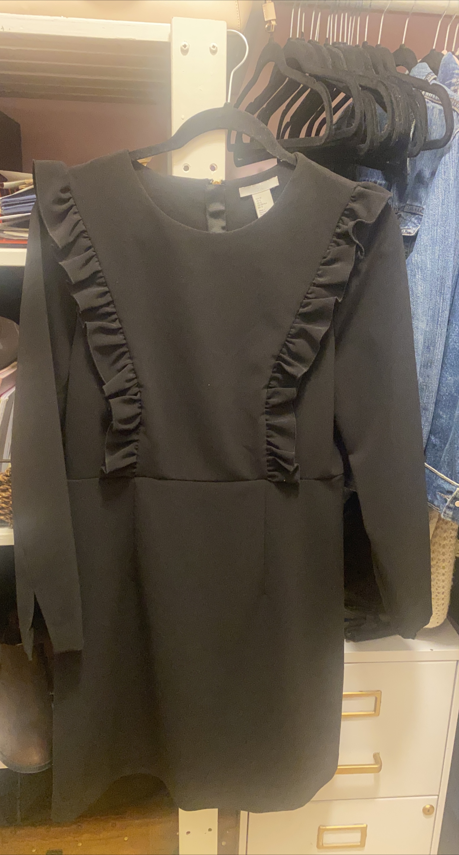 H&M Black Ruffle Dress thumbnail