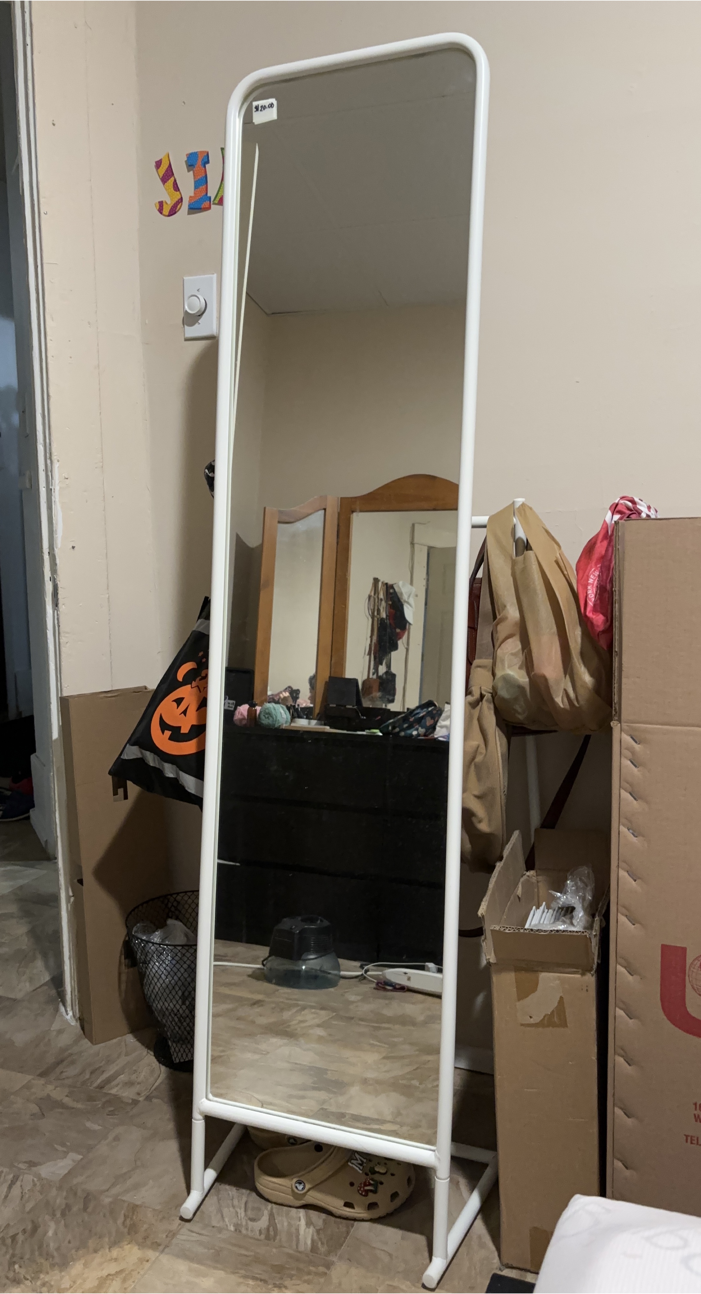 White Framed Full-Length Mirror thumbnail