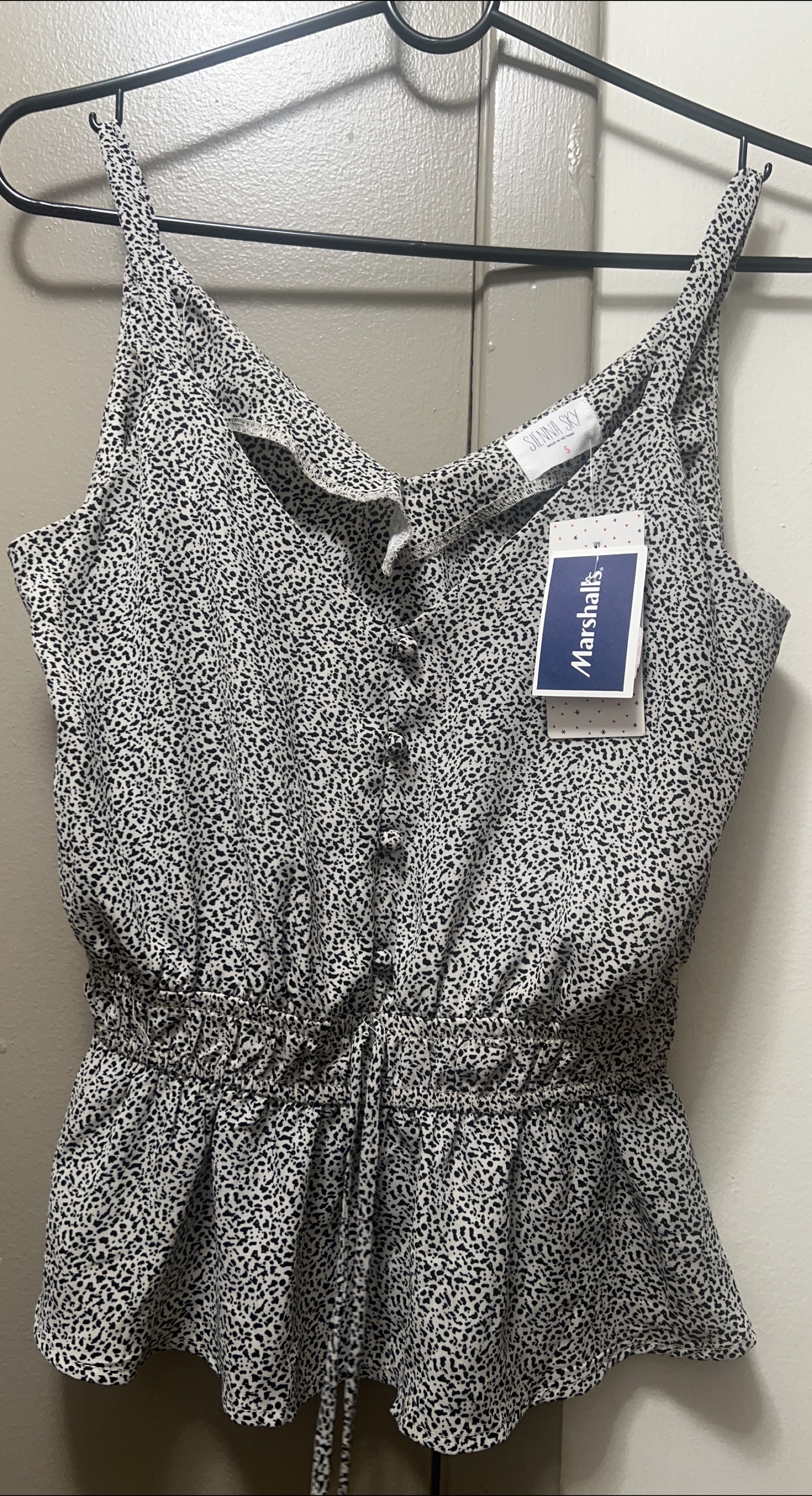 Sienna Sky Black and White Dalmation Print Peplum Top - Size S