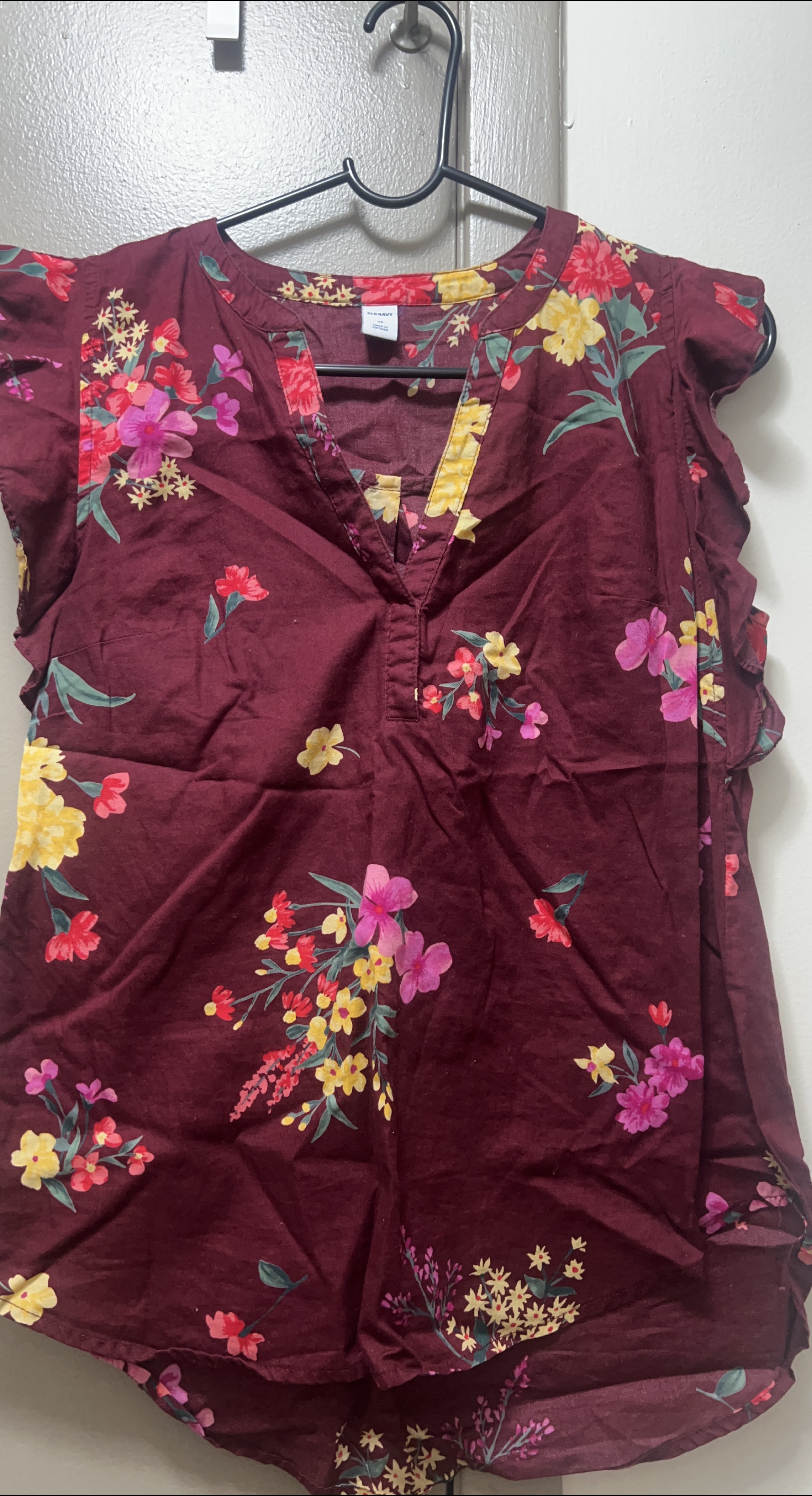 Old Navy Women's Floral Ruffle Sleeve Top