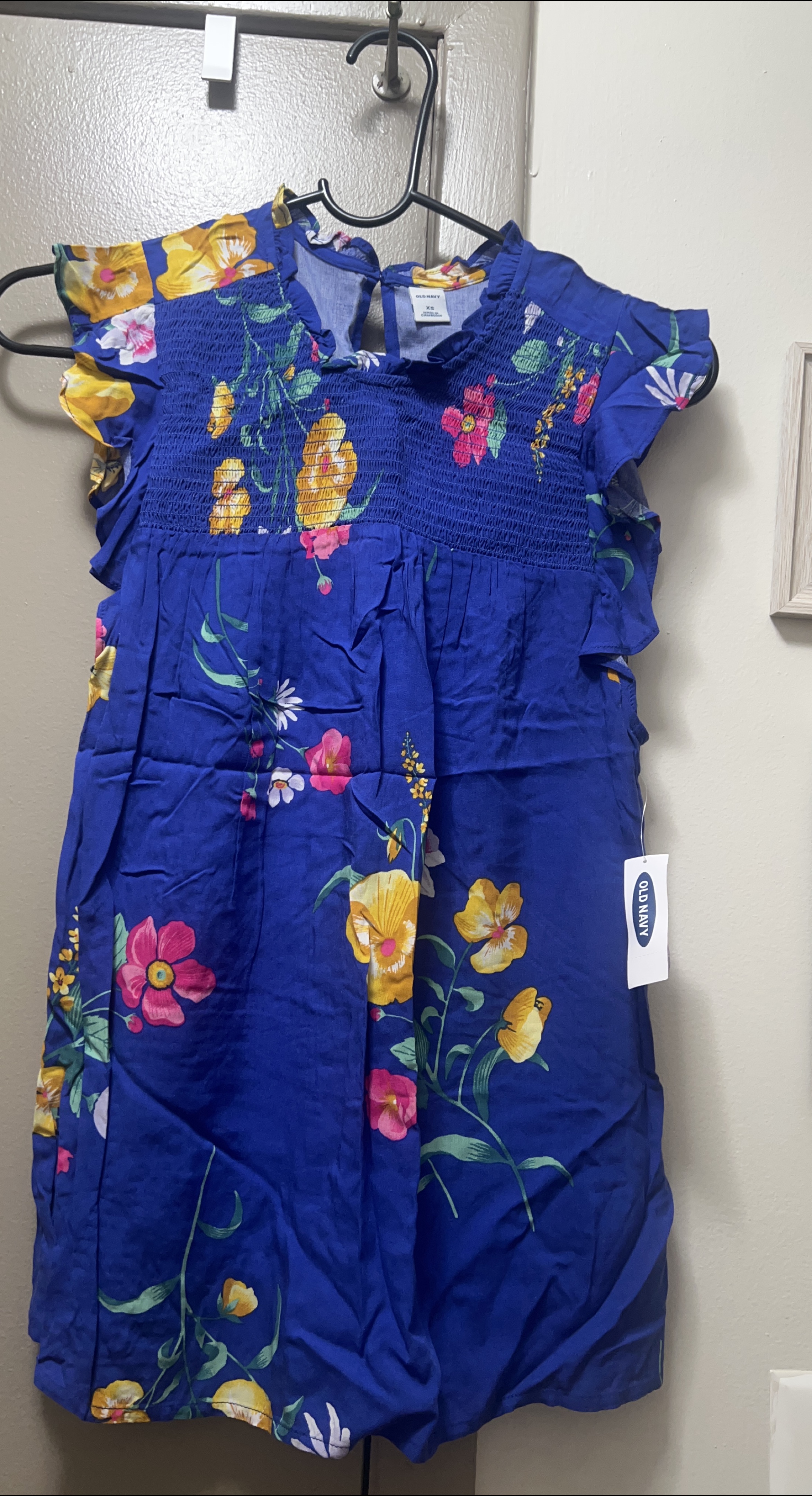 Old Navy Blue Floral Smocked Dress