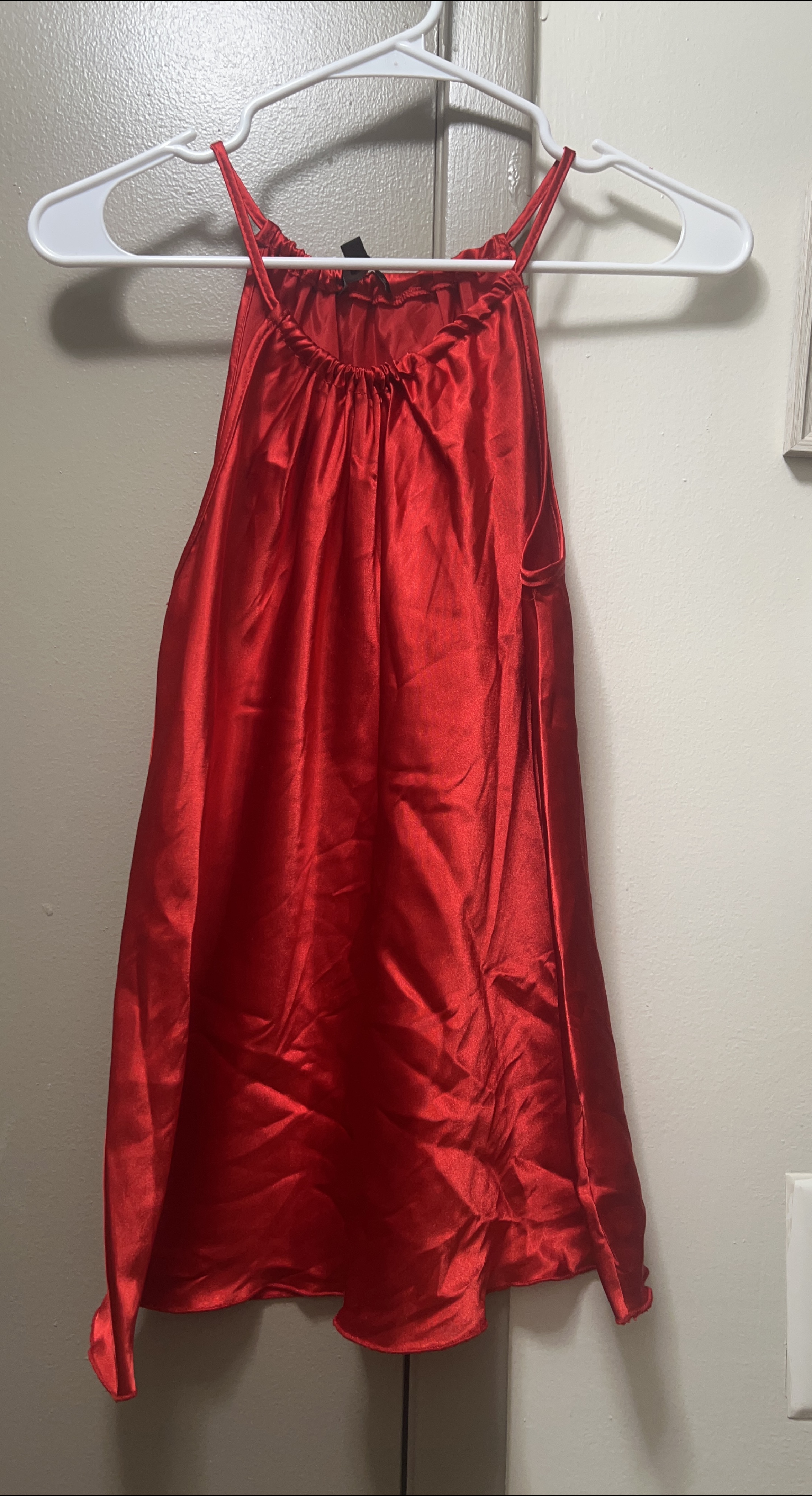 Red Satin Halter Top