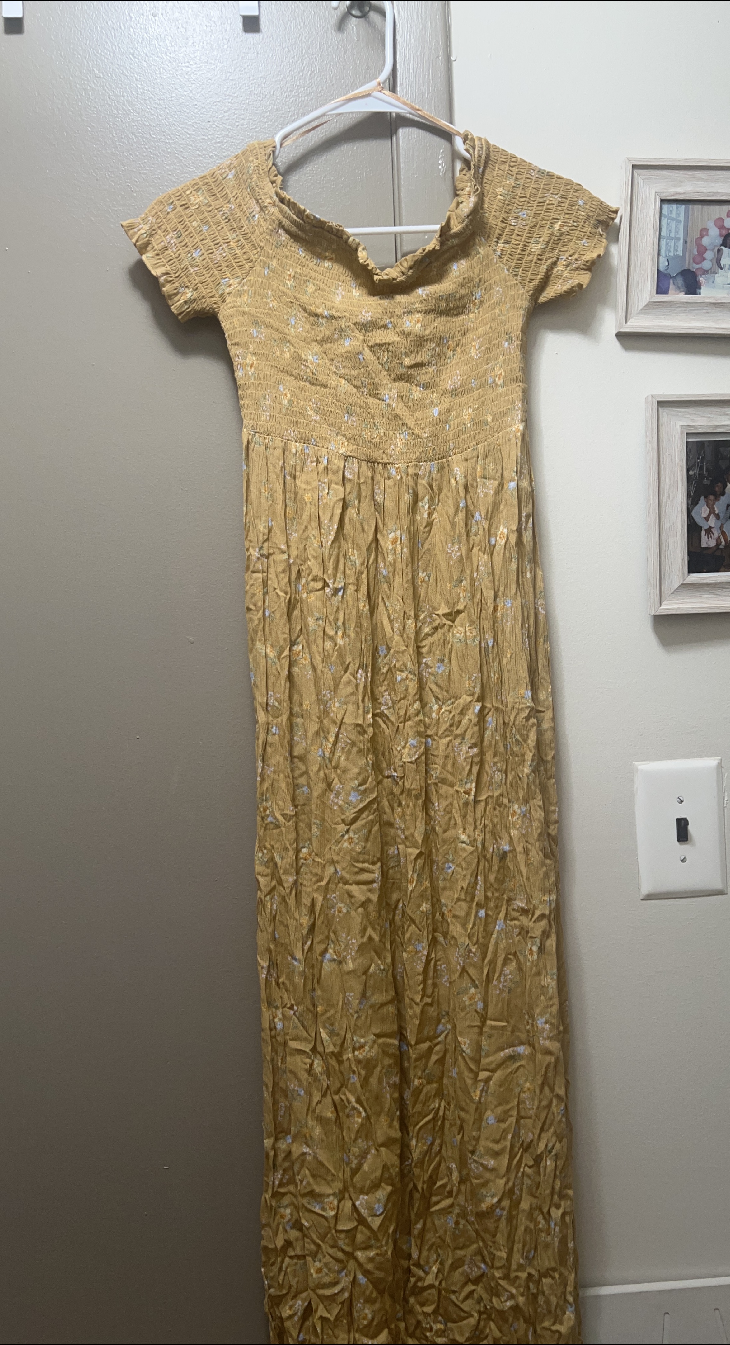 Yellow Floral Smocked Maxi Dress