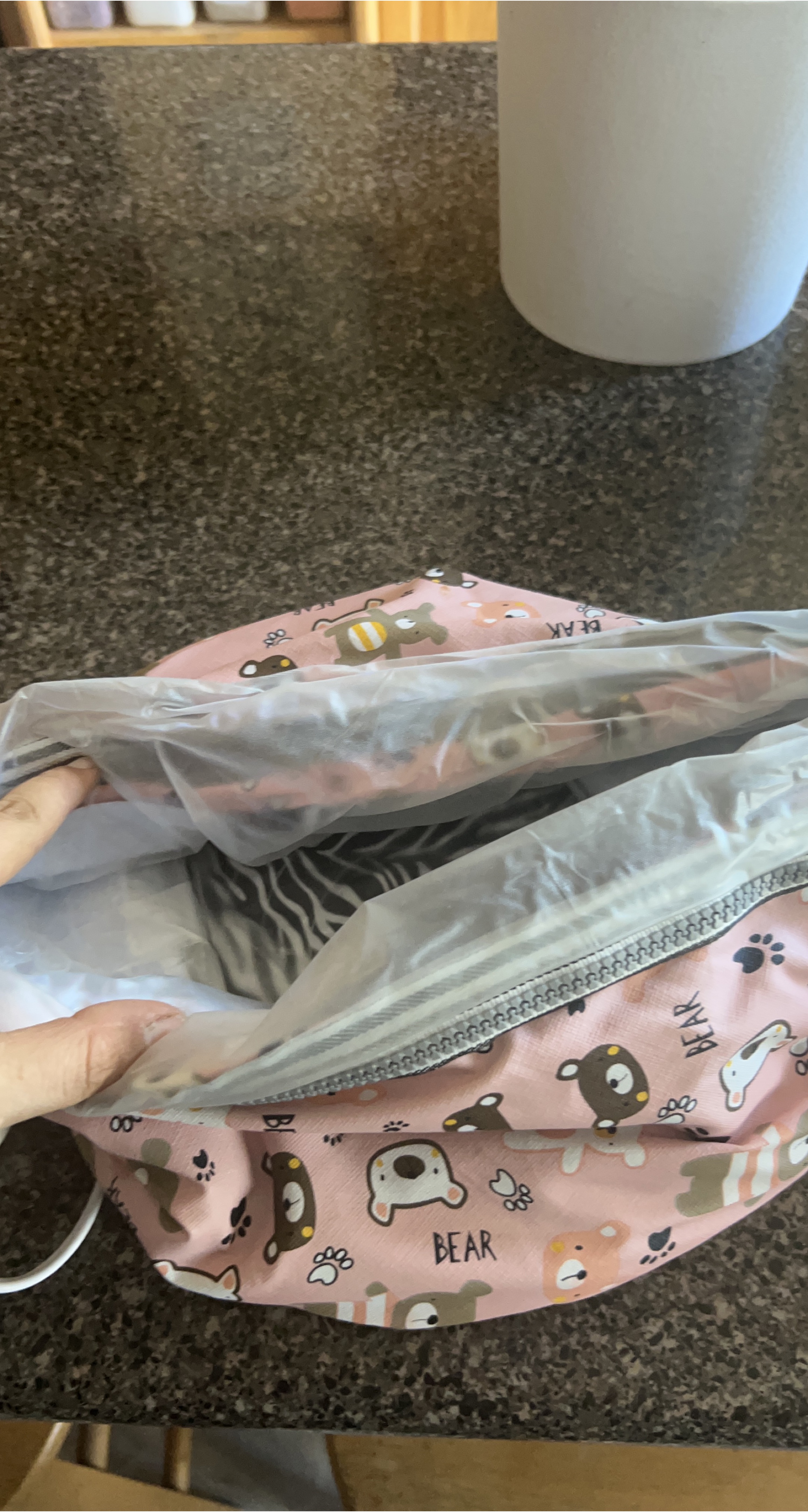 Pink Bear Print Bag for hair thumbnail