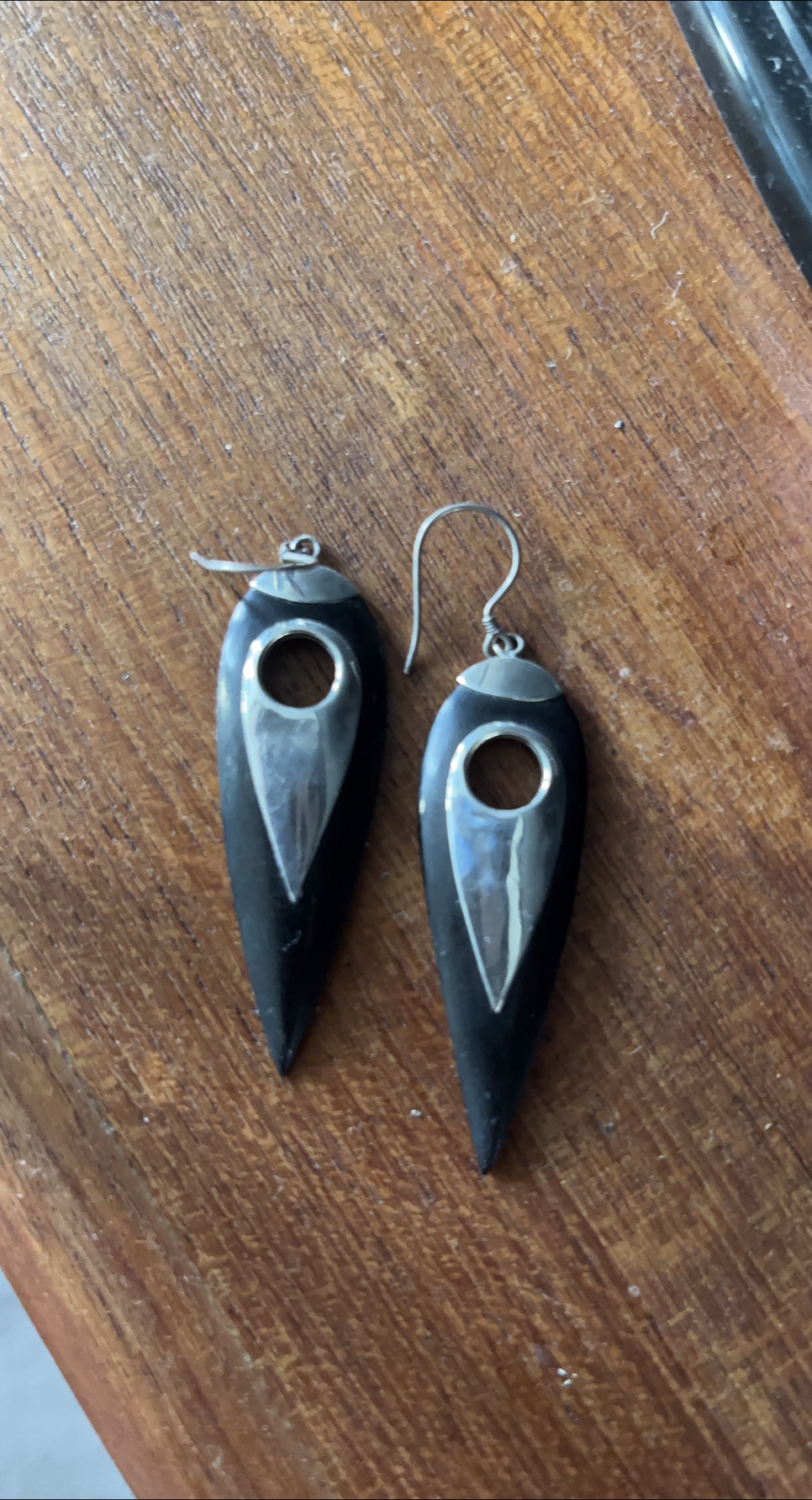 Black and Silver Teardrop Earrings thumbnail