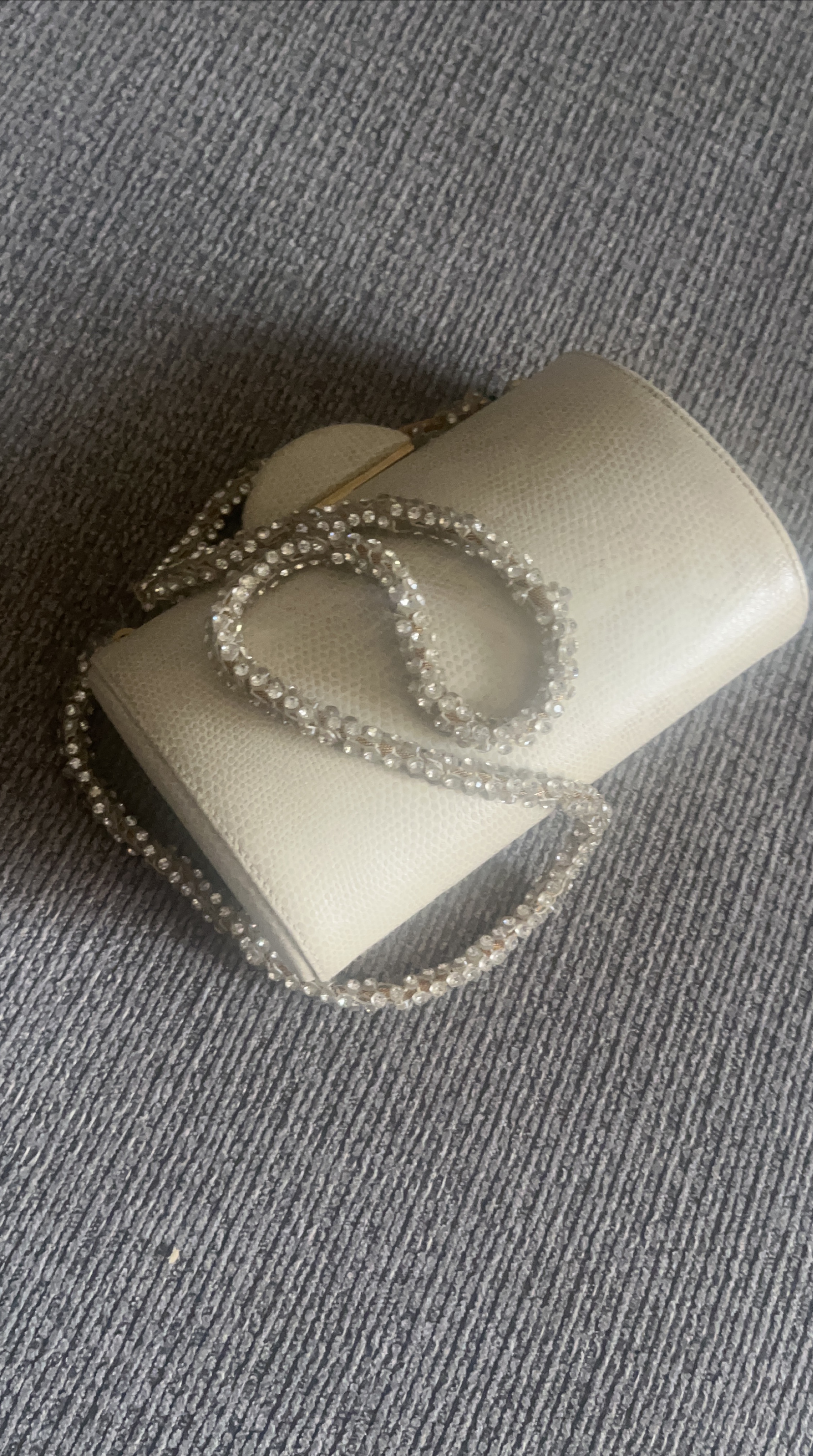 Ivory Clutch with Crystal Strap thumbnail