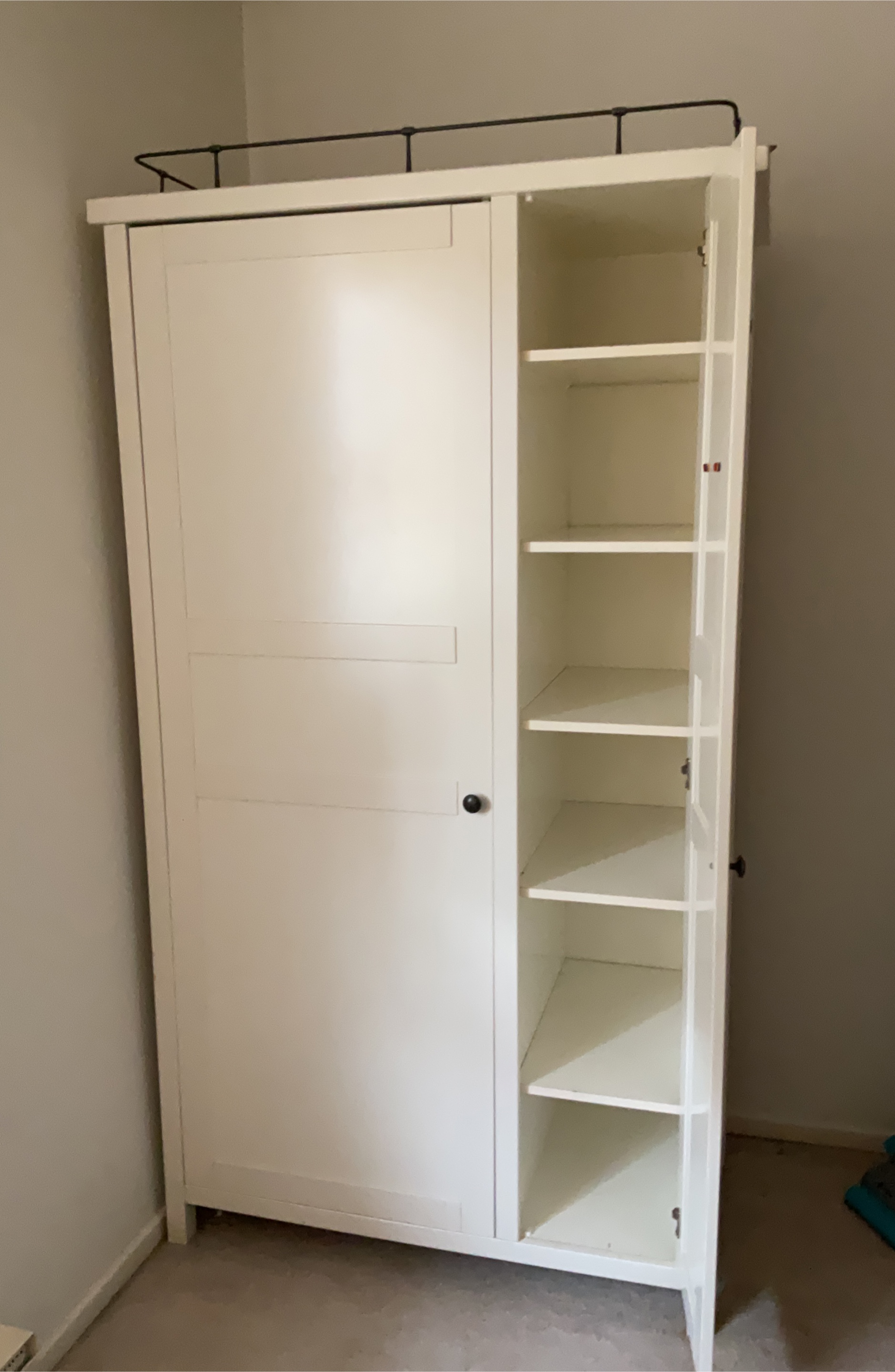 White Wooden Closet with Shelf
