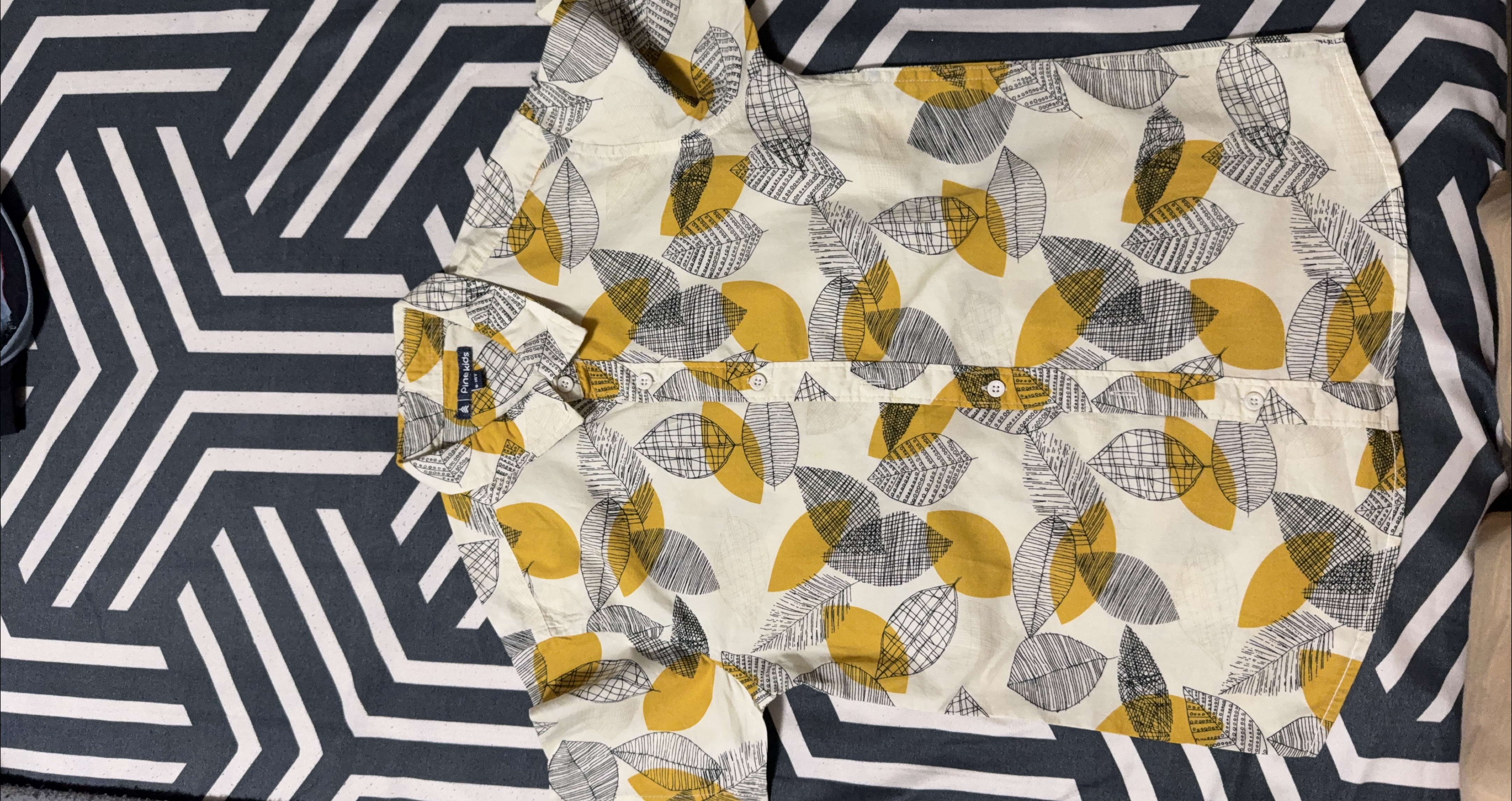 Pinekids Leafy Print Button-Up Shirt thumbnail