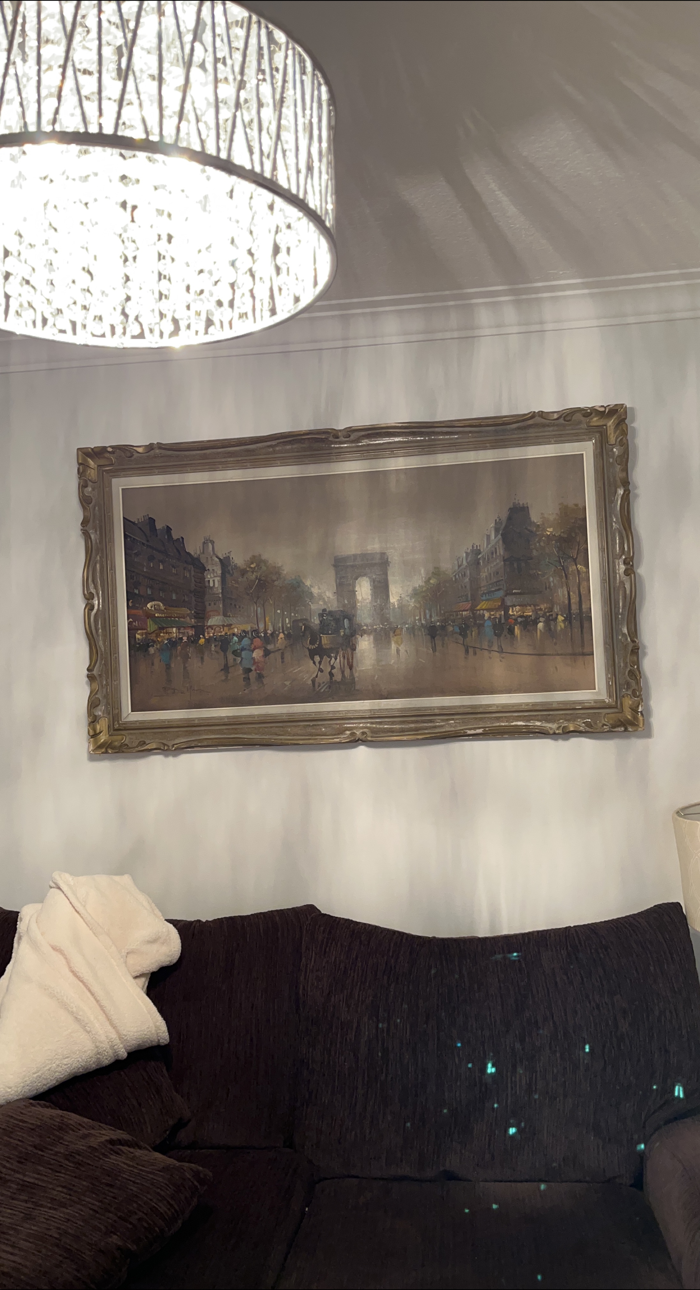 Charming / beautiful antique Frame:  Parisian Scene Painting thumbnail