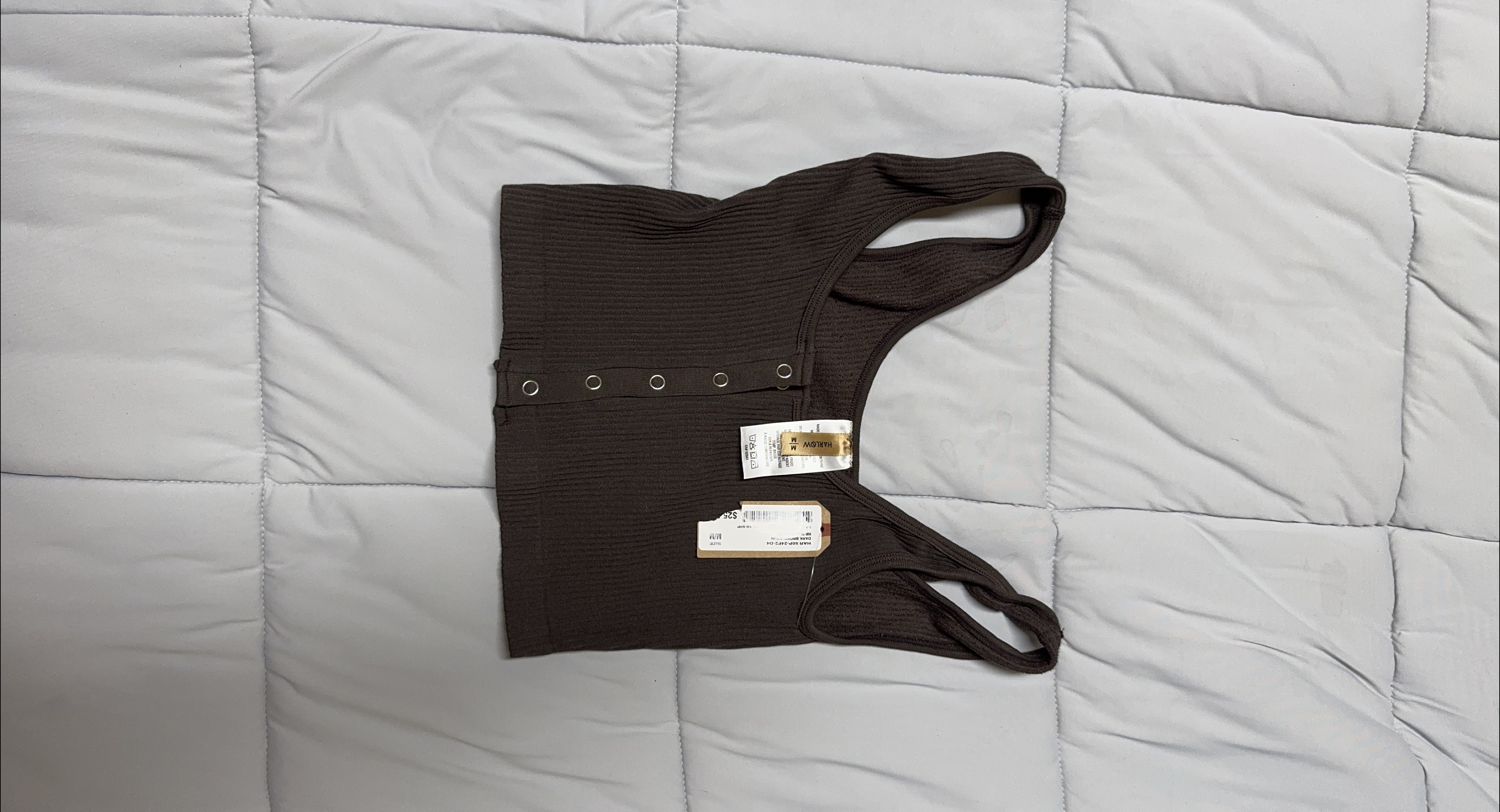 Brown ribbed top with snap details thumbnail