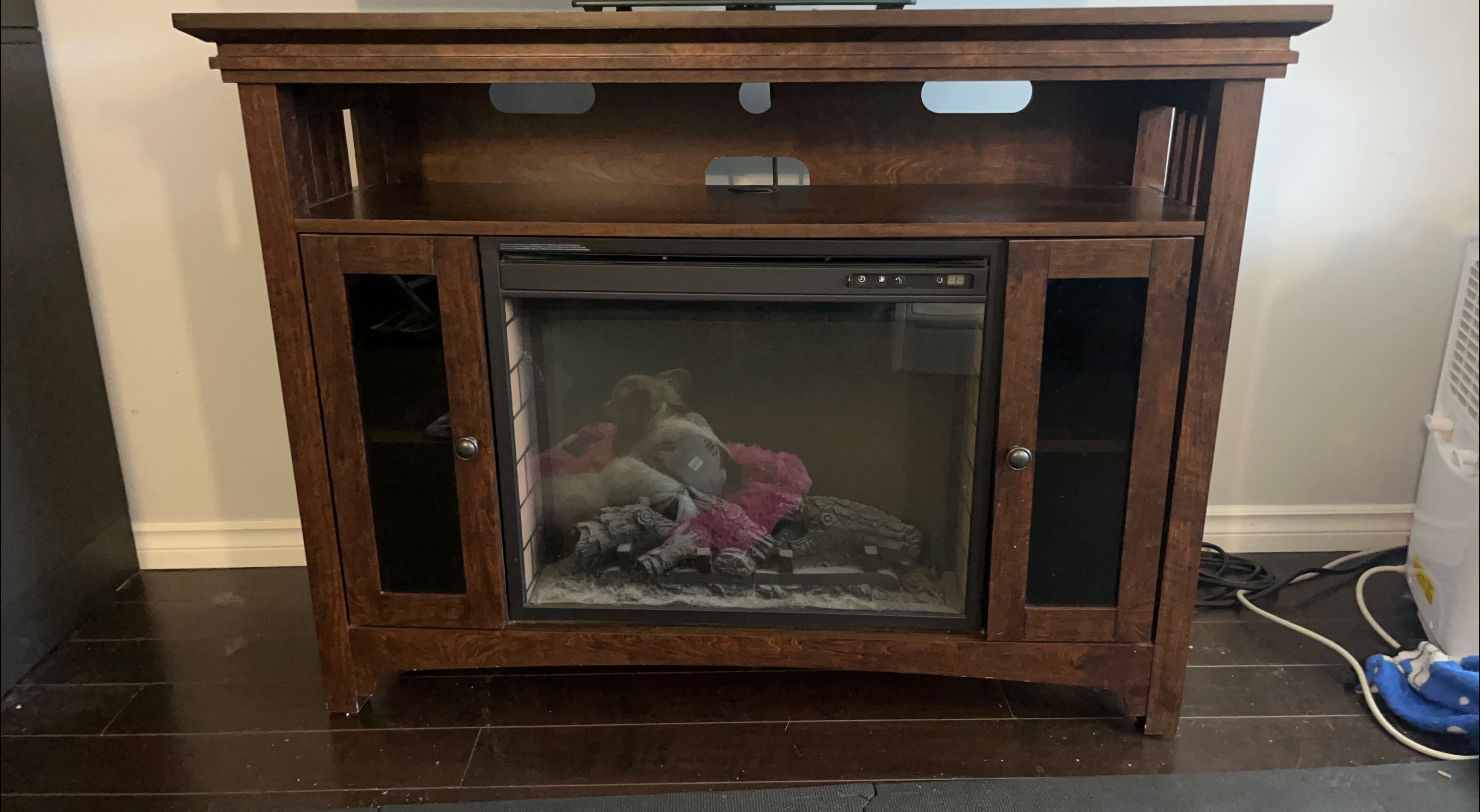 Fireplace TV Stand - Dark Brown thumbnail