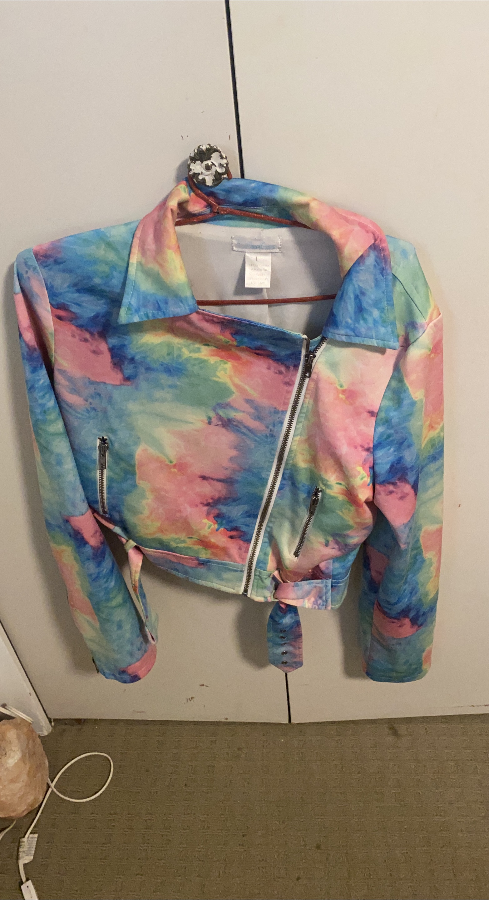 Tie Dye Moto style Jacket - Size L thumbnail