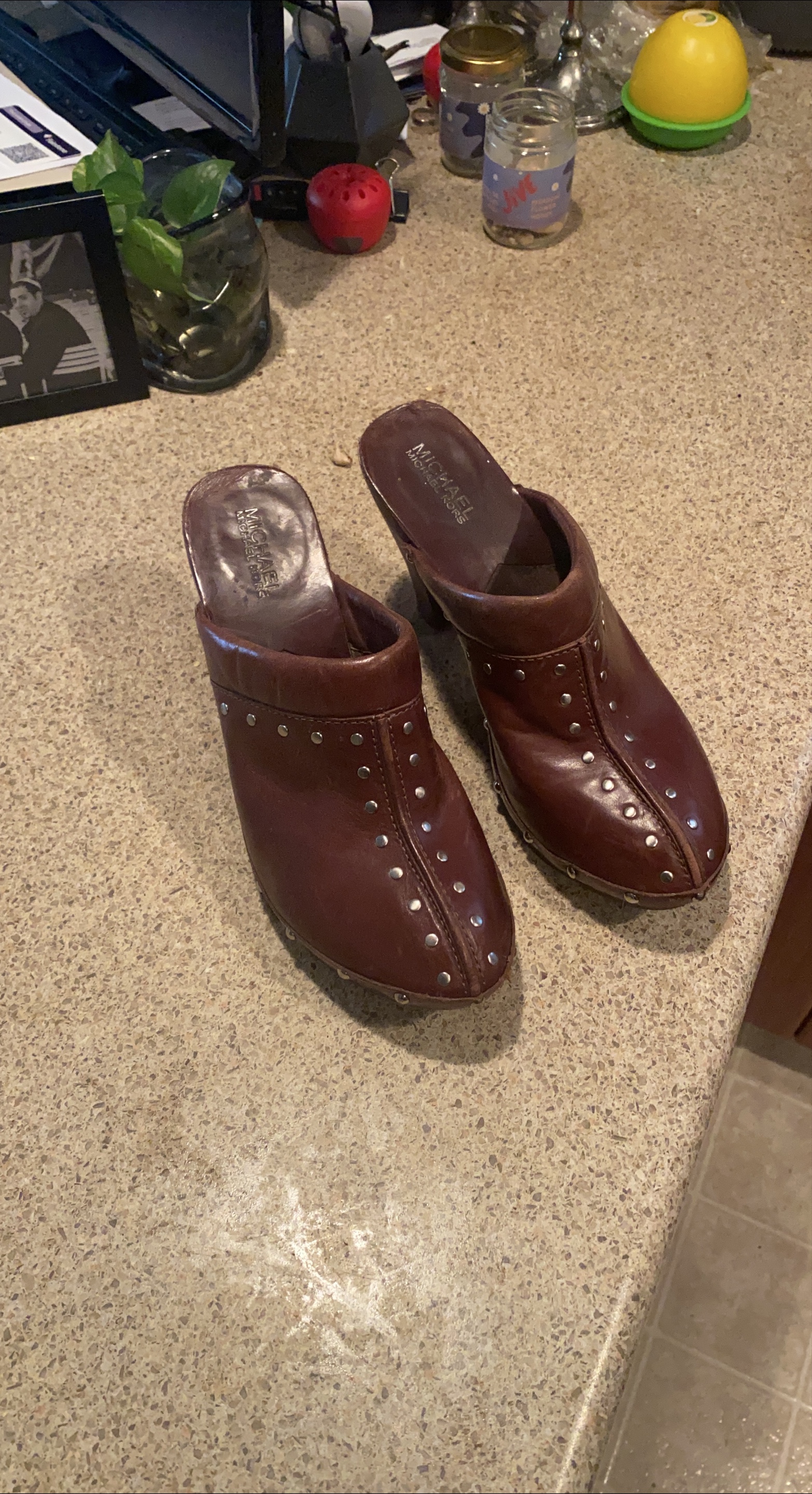 Michael Michael Kors Brown Leather Clogs thumbnail