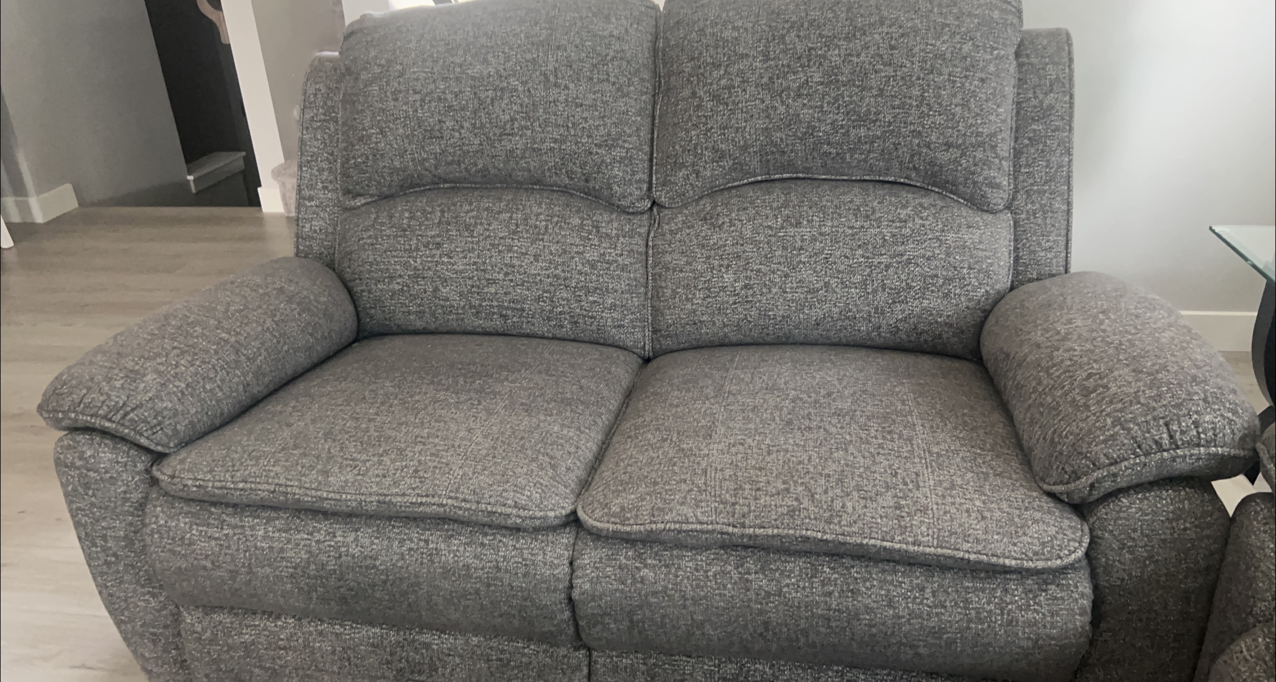 The Brick Fabric Reclining Sofa and love seat - Grey