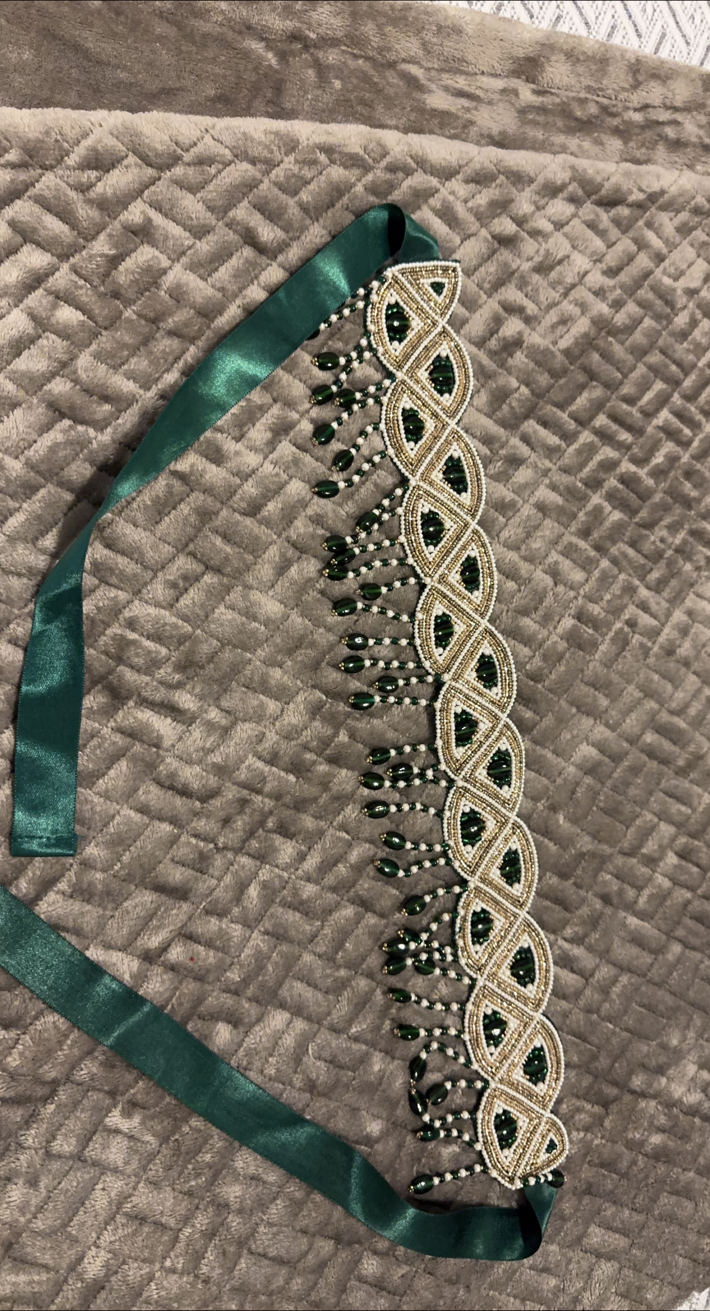 Green & Gold Beaded belt thumbnail