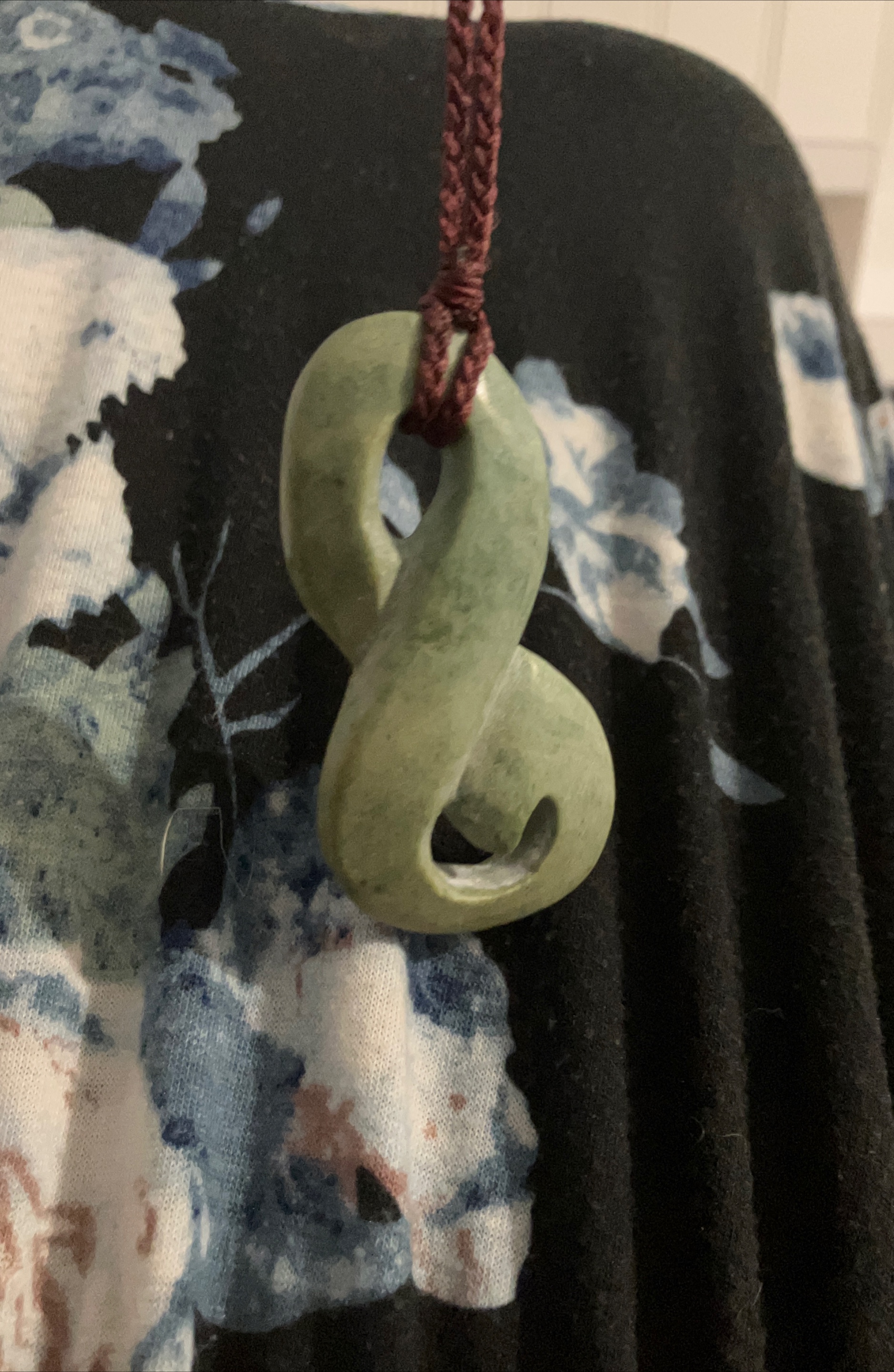 Green Jade Infinity Twist Pendant Necklace thumbnail