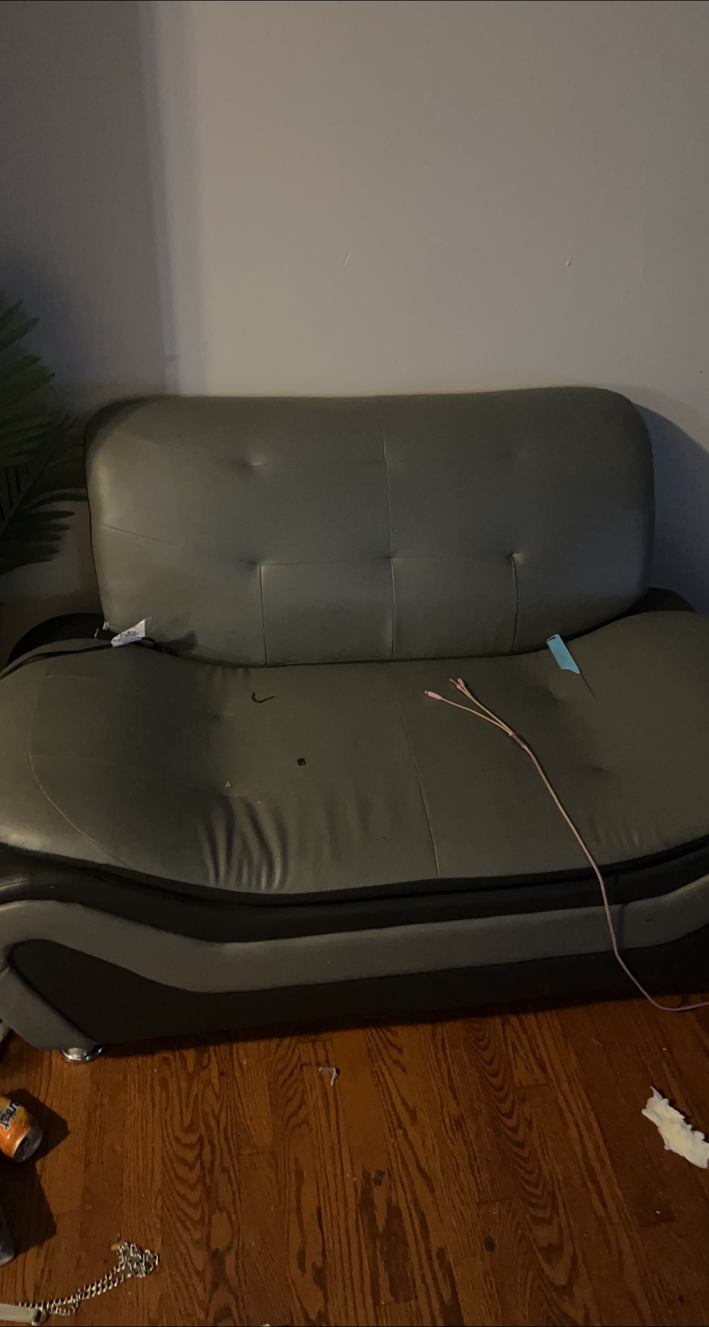 Gray Leather Loveseat Sofa thumbnail