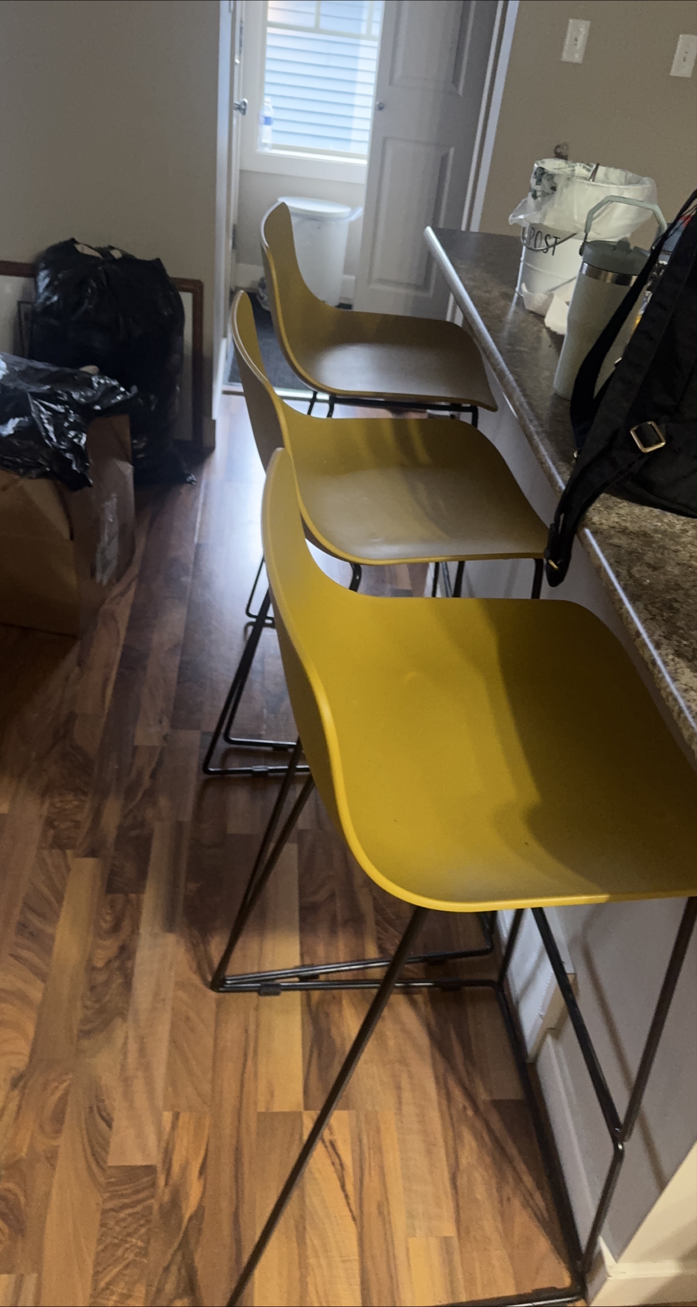 Set of 3 Yellow Bar Stools thumbnail